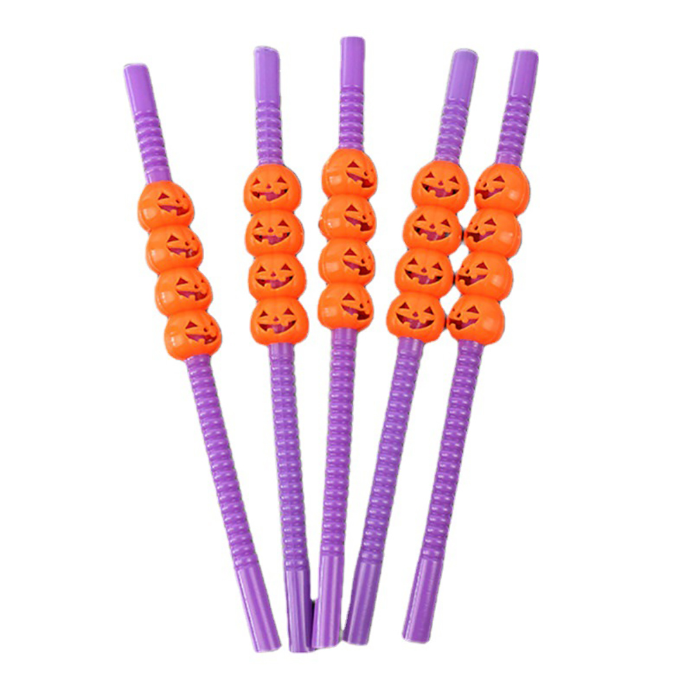 Halloween 5pcs Pumpkin Drinking Straws 2