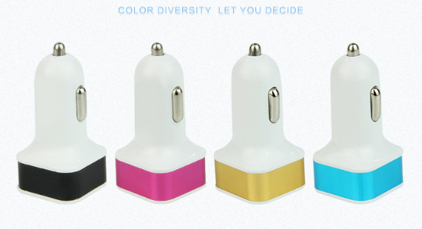Opening gift square multi-function dual USB car charger 3