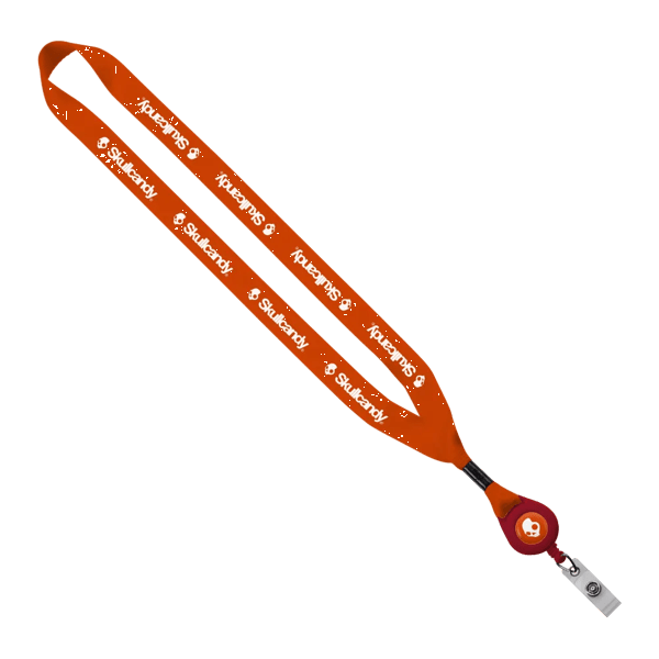 3/4" Polyester Lanyard with Metal Crimp & Retractable Badge Reel 268