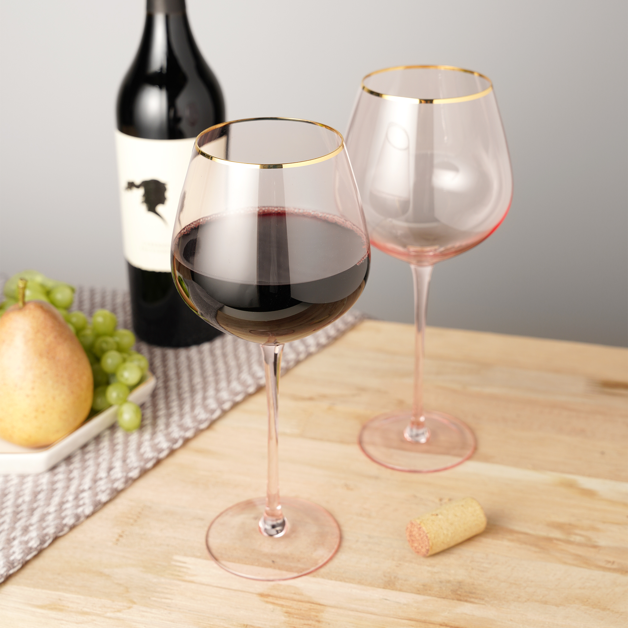 Twine Living® Rose Crystal Red Wine Glass, set of 2 3