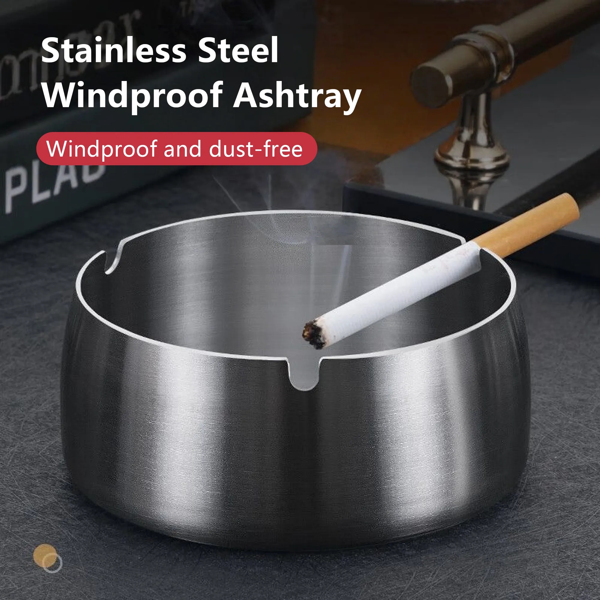 Stainless Steel Windproof Ashtray 5