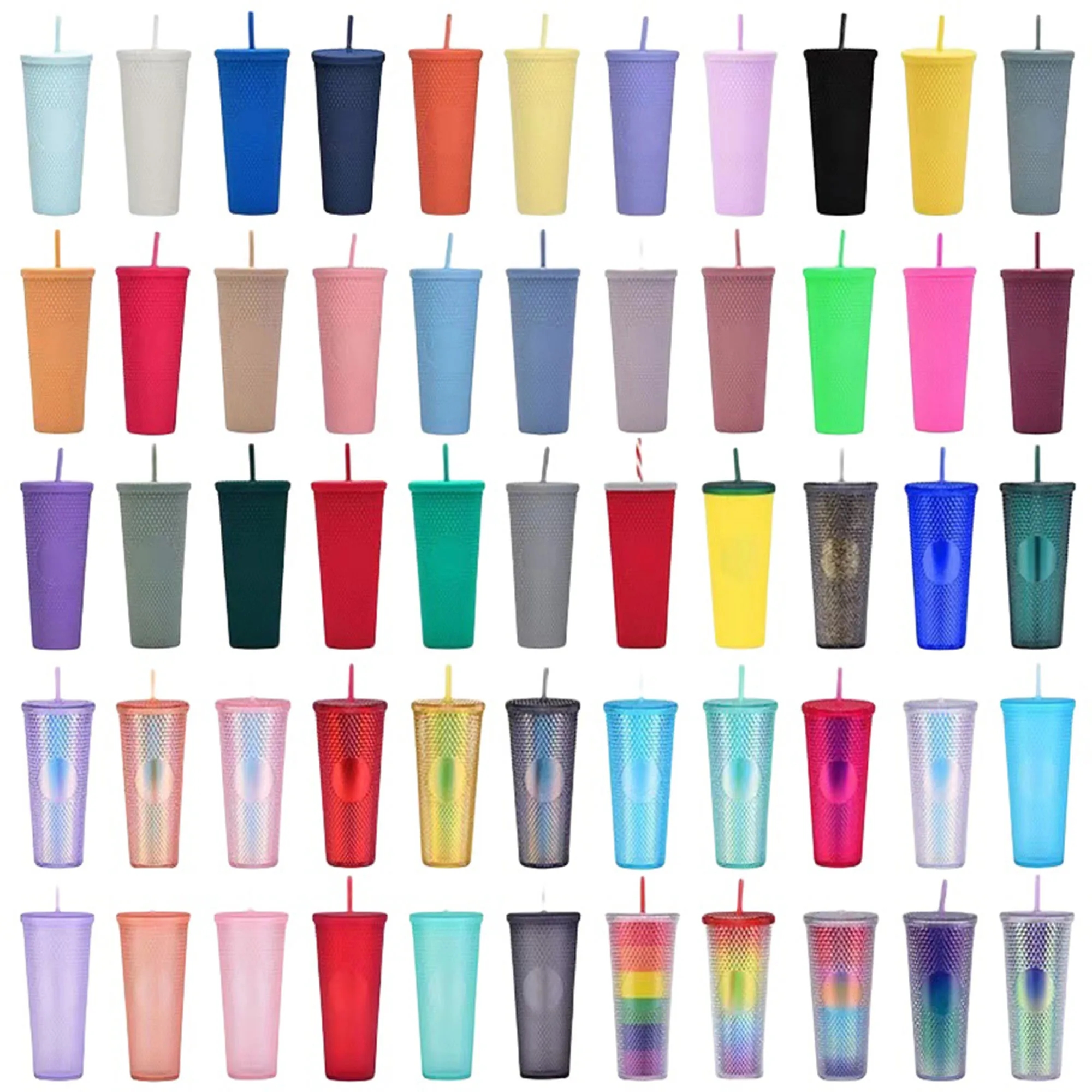 25 Oz Trendy Double Layer Plastic Colorful Straw Cup 2