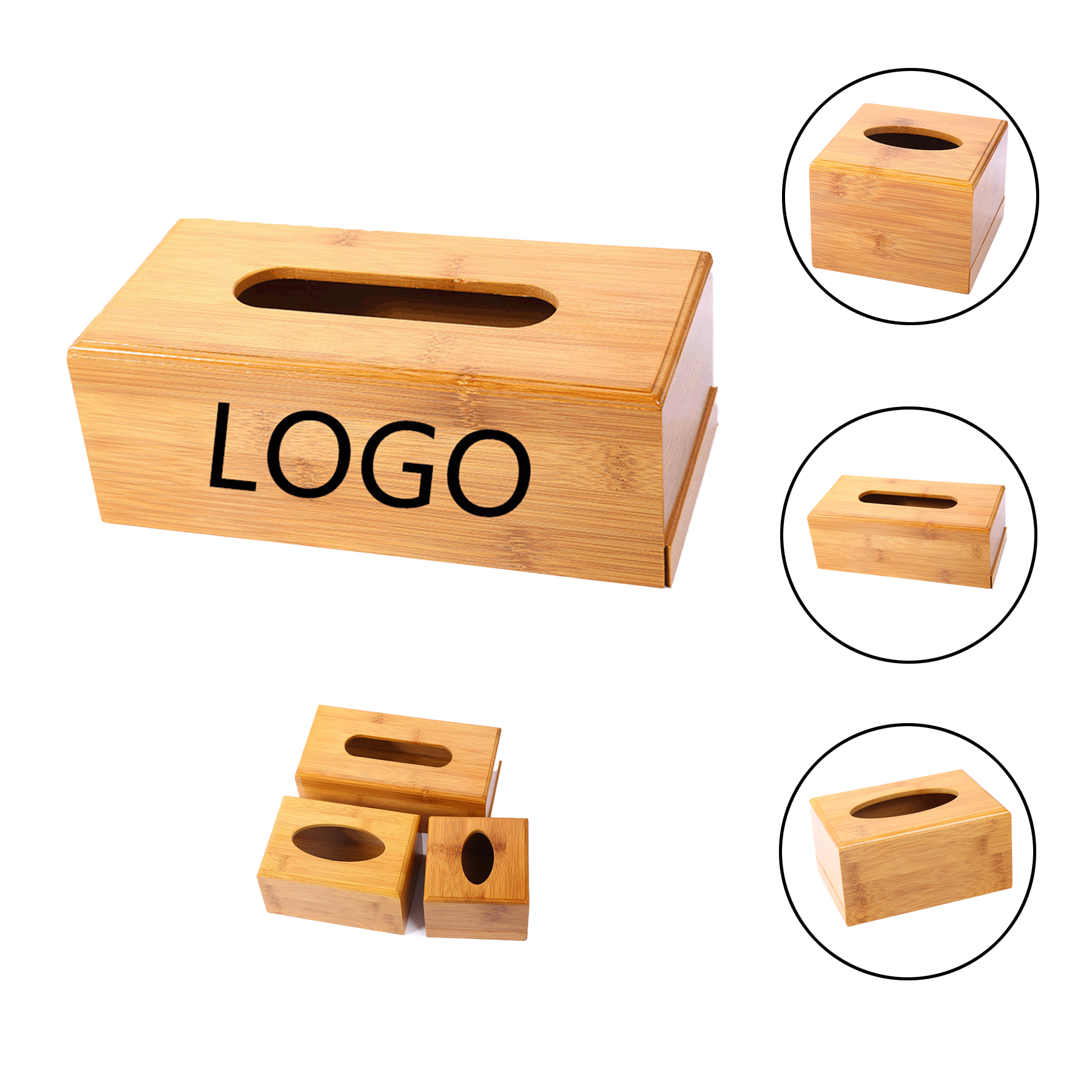 Bamboo Wood Tissue Box Cover Square for Home Decor 1
