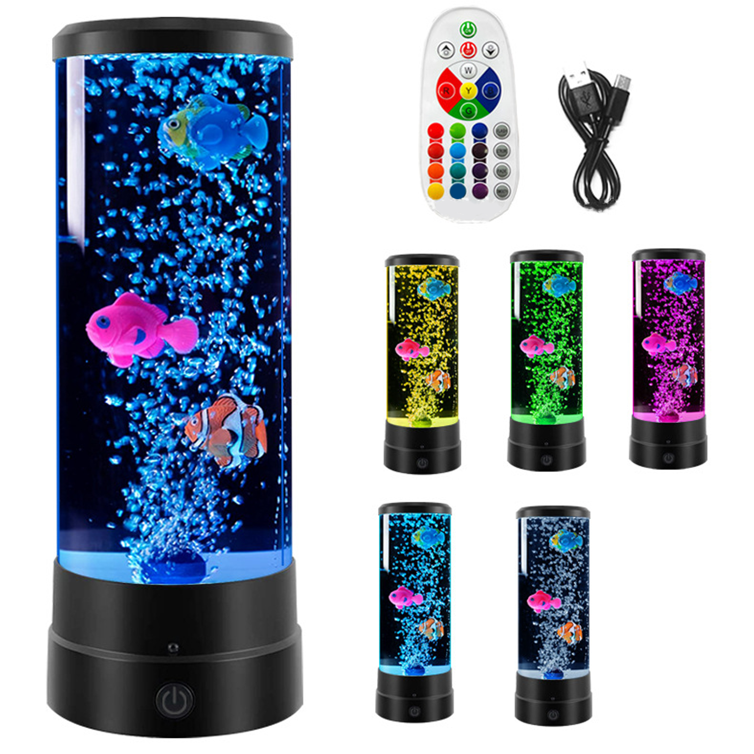 7-Color LED Fish Bubble Night Light with Remote Control 3