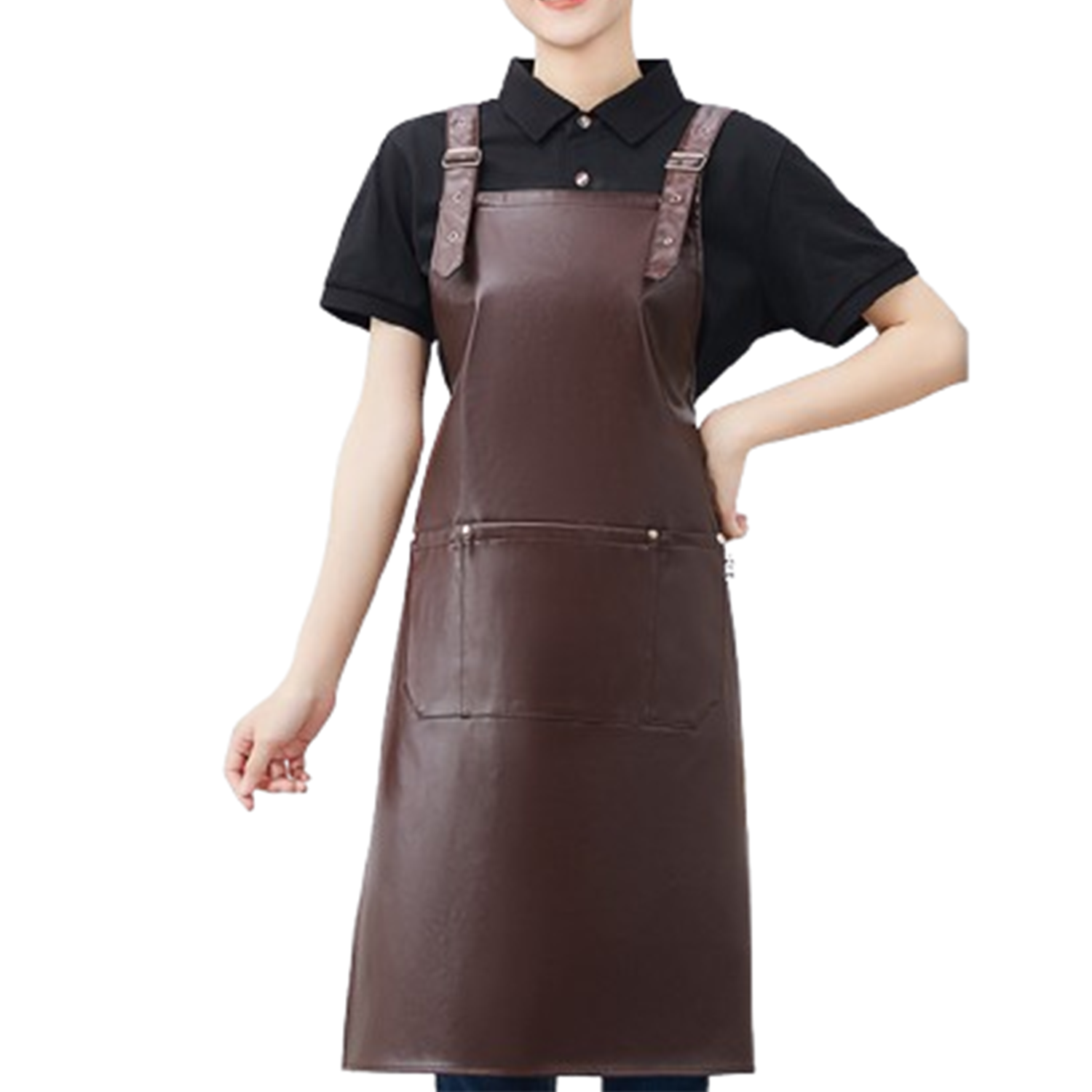 Waterproof PU Leather Kitchen Cooking Apron 10