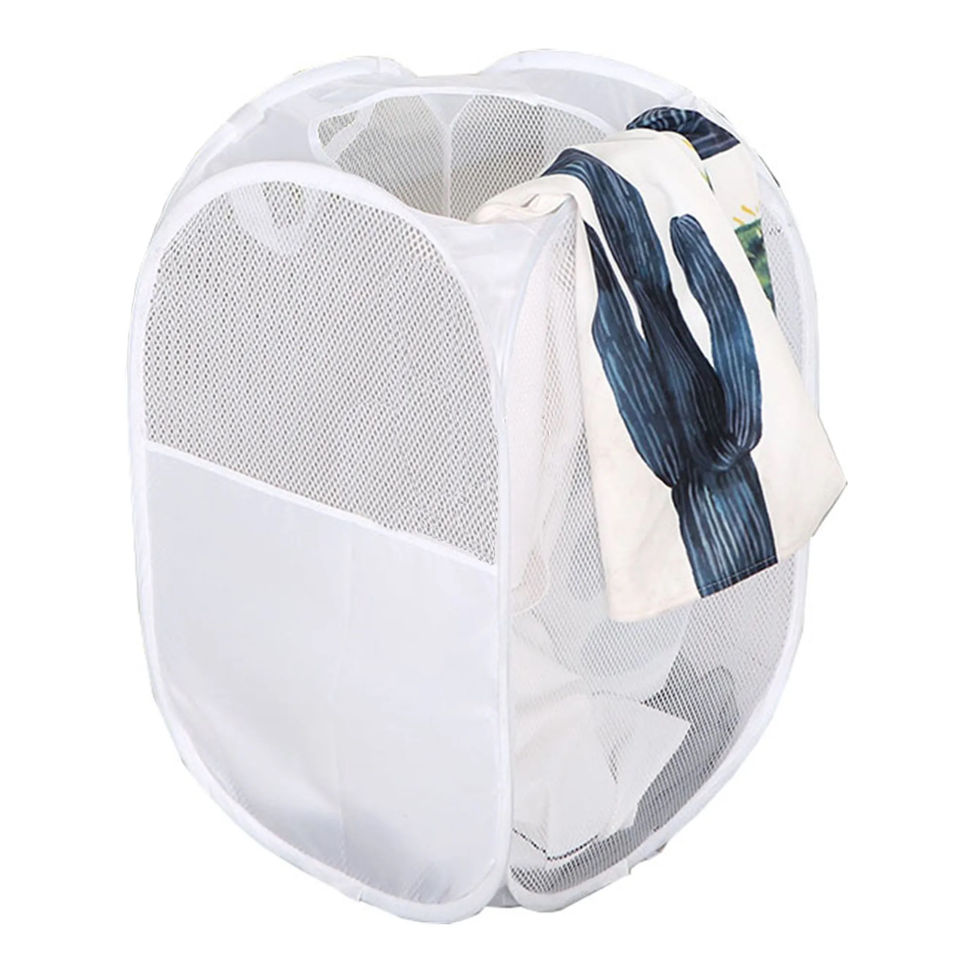 Durable Handle Collapsible Mesh Laundry Basket 2