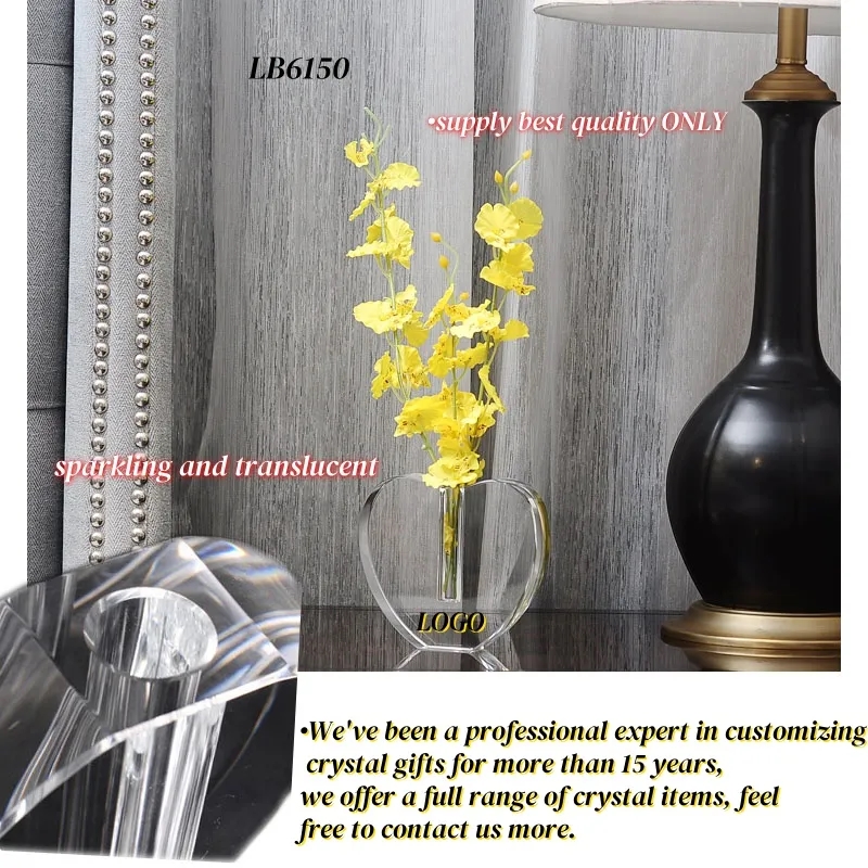 Heart Crystal Flowers Vases Centerpiece for Wedding 2