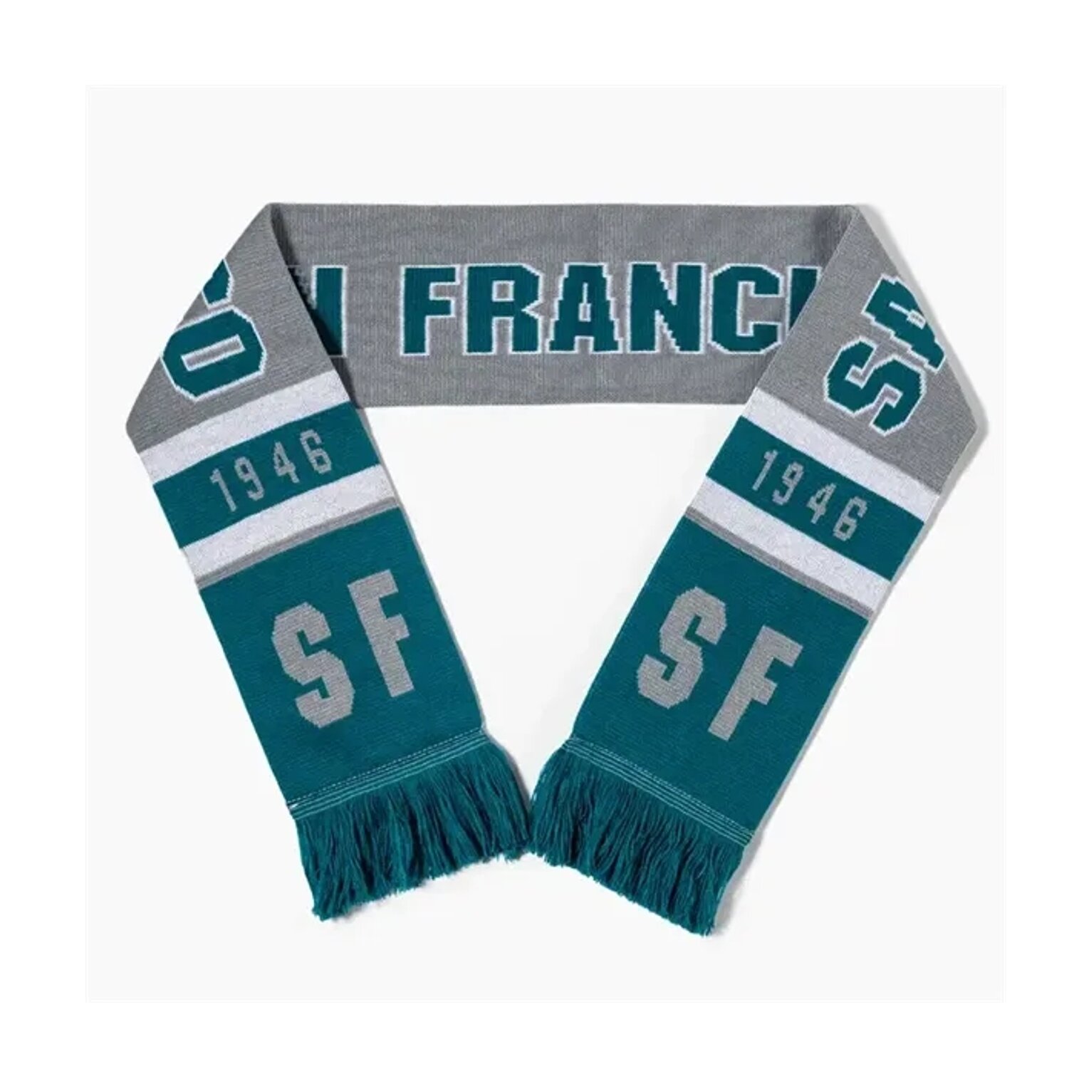 Knitted Jacquard Stadium Scarf W/ Fringe 16