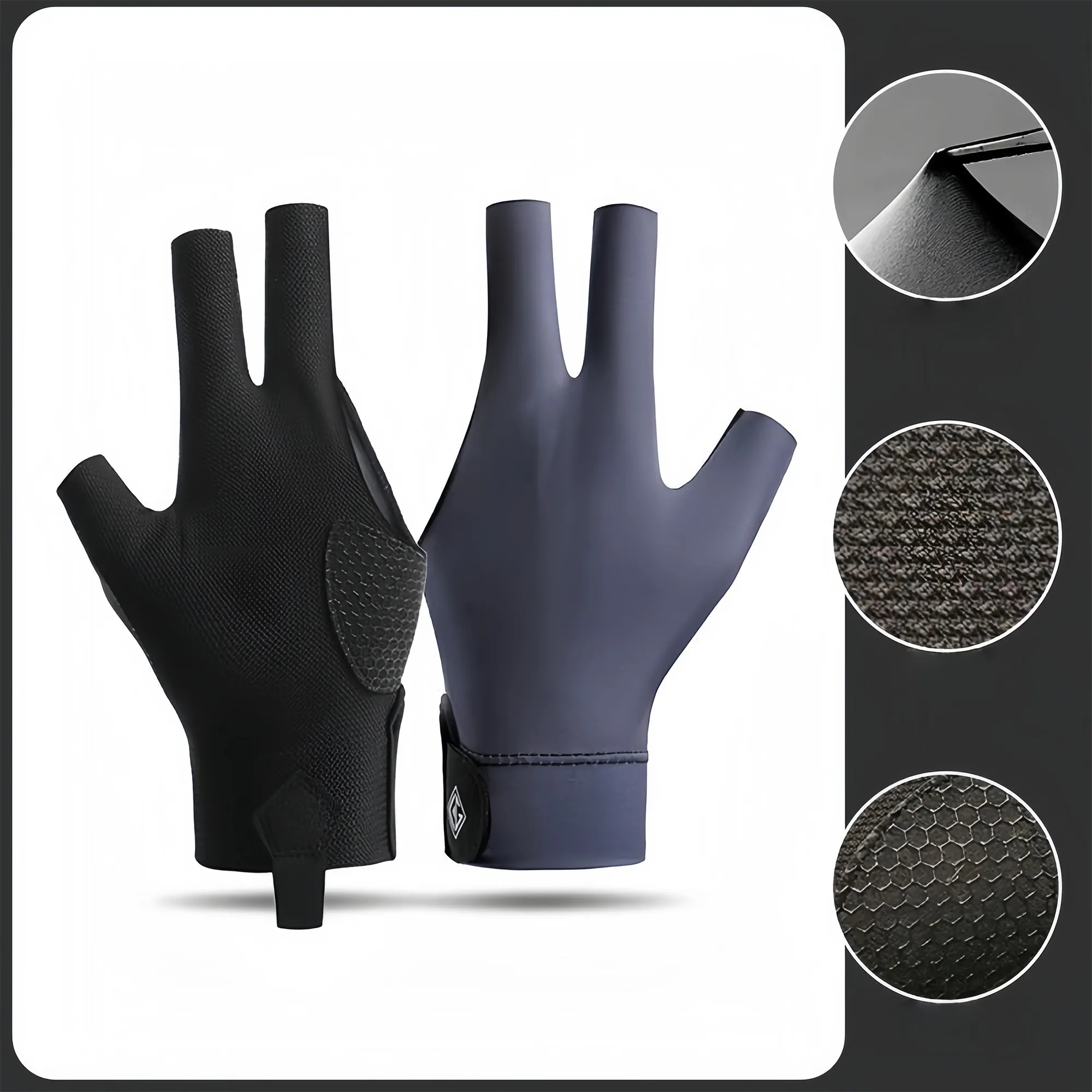 Three Finger Breathable Billiards Glove Adjustable Fit 2