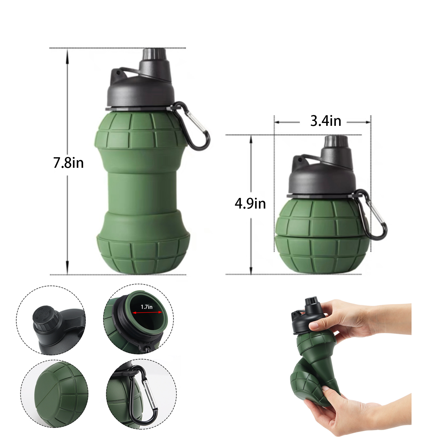 18oz Collapsible Travel Water Bottle Silicone Foldable Cup 2