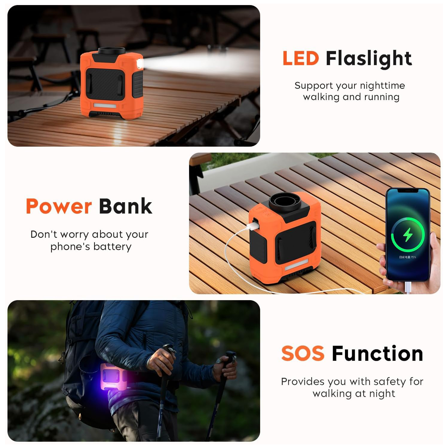 BreezeMax 3-in-1: Waist-Mounted Fan, Flashlight & Power Bank 7