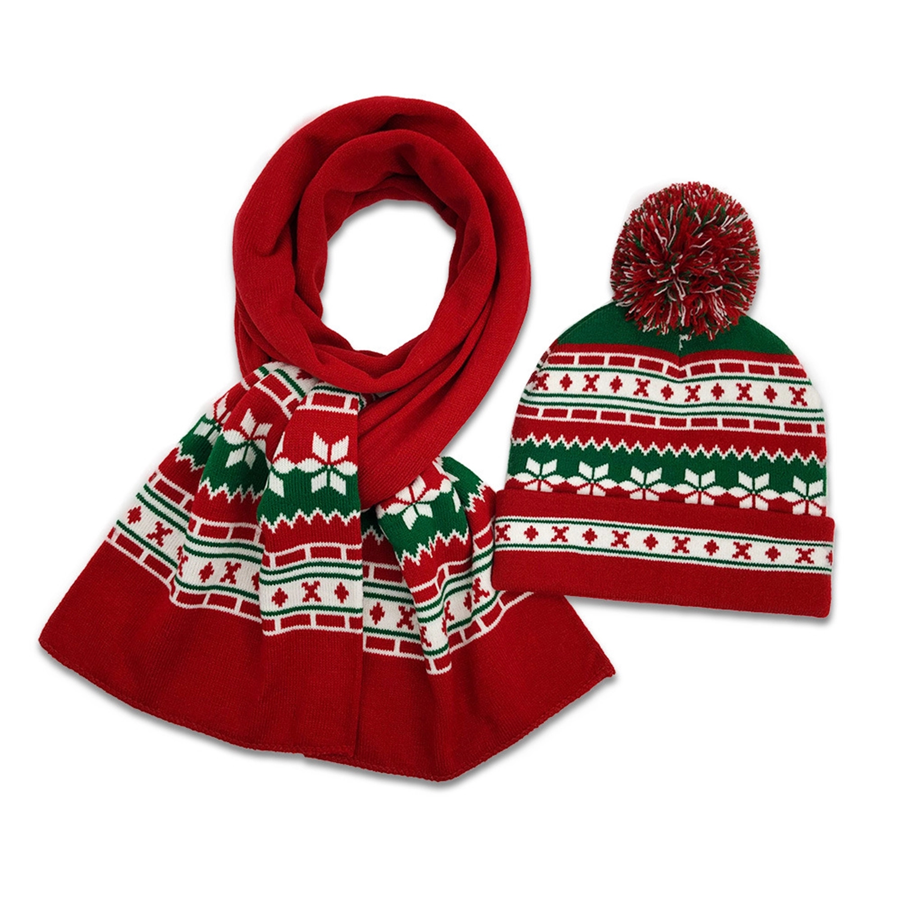 Xmas Christmas Beanie Hat Knit Cap Scarf Set 8