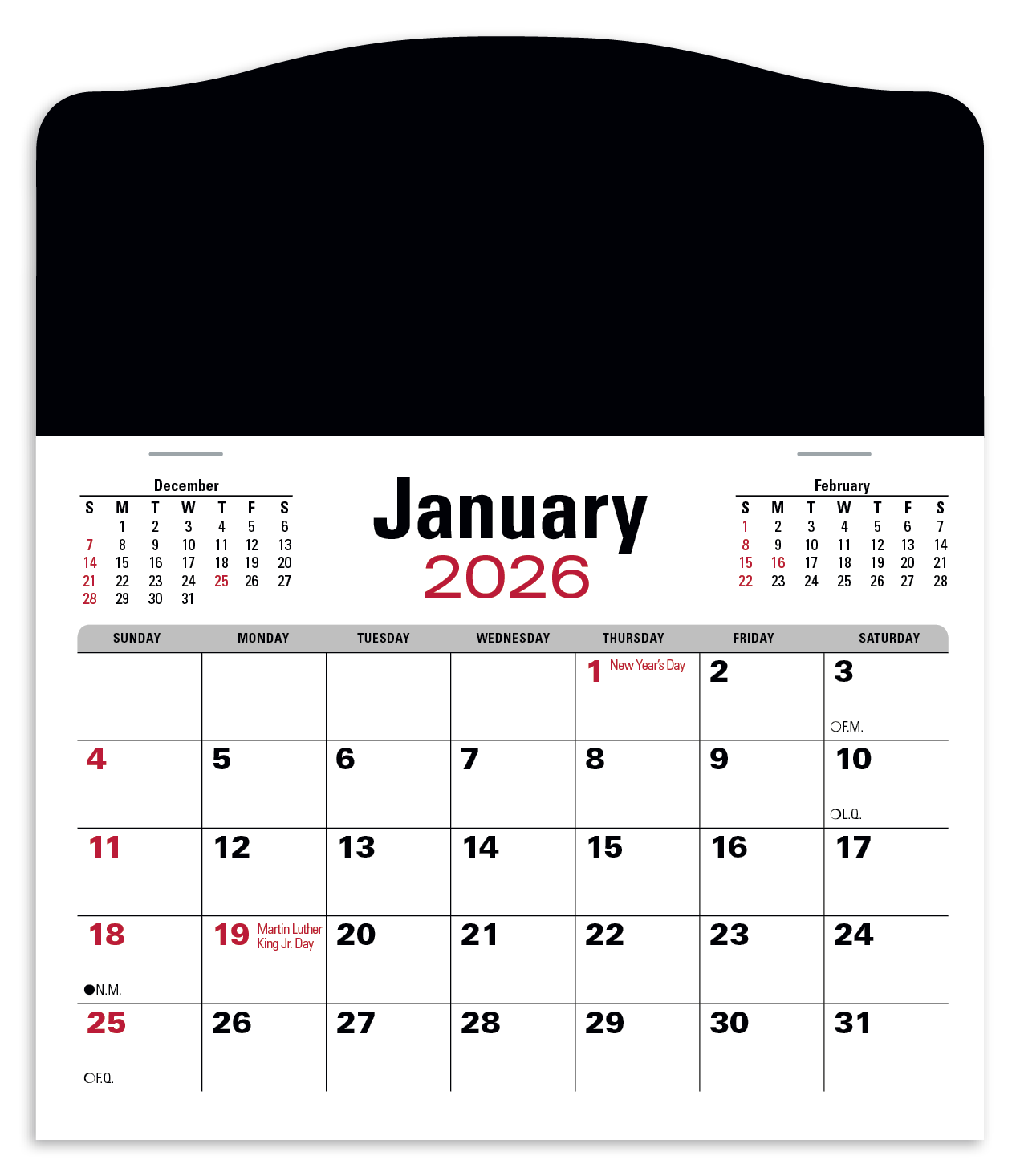 Press-N-Stick Jumbo Header With 3-Month Calendar 12-Months