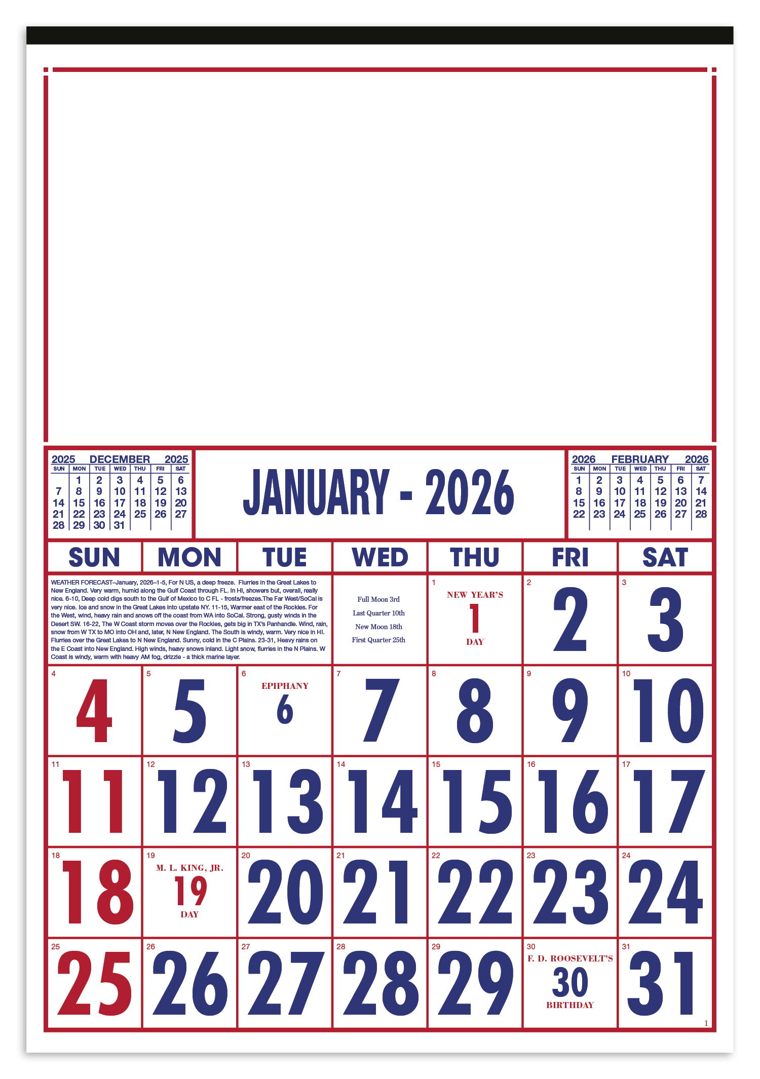 Skinner & Kennedy® Commercial 12-Sheet Calendar 18