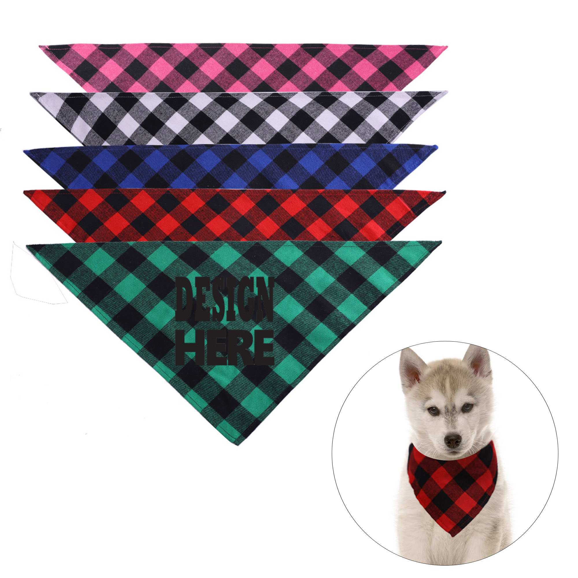 Cotton Plaid Pet Bandana Scarf Accessory 2