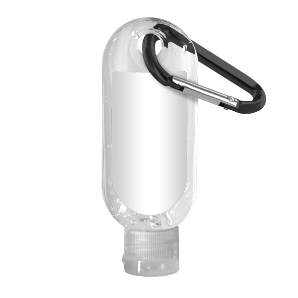 1.9 oz. Clear Sanitizer in Clear Bottle with Carabiner 12