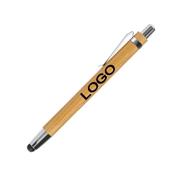 Bamboo Ballpoint Pen with Stylus 4