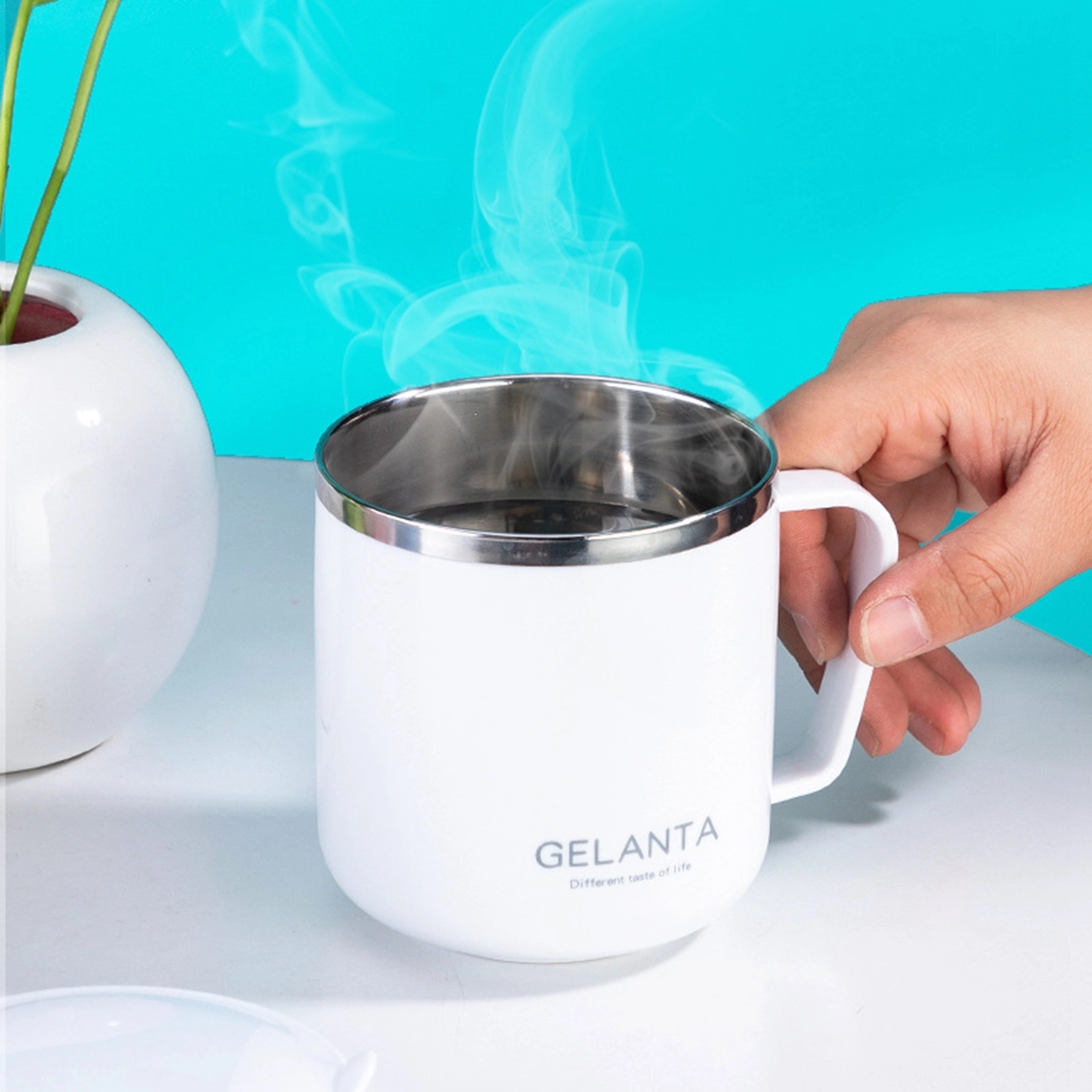 14 OZ. Vacuum Coffee Mug with Handle & Lid 4