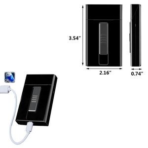 Slim Metal Cigarette Case With Built In USB Rechargeable Lighter 16