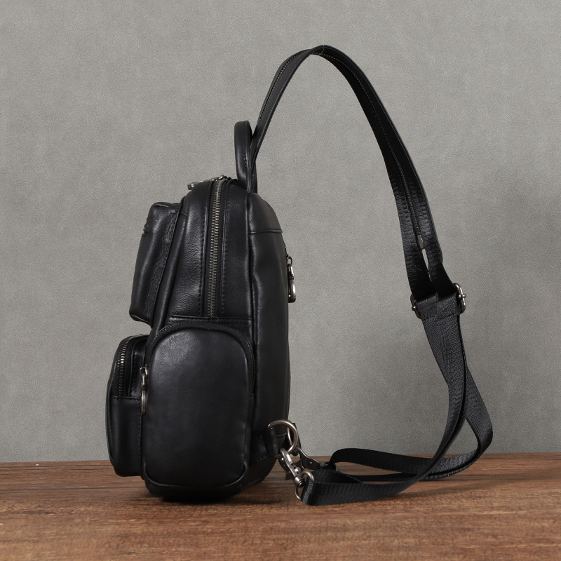 Leather Sling Bag Crossbody Motorcycle Pack 7