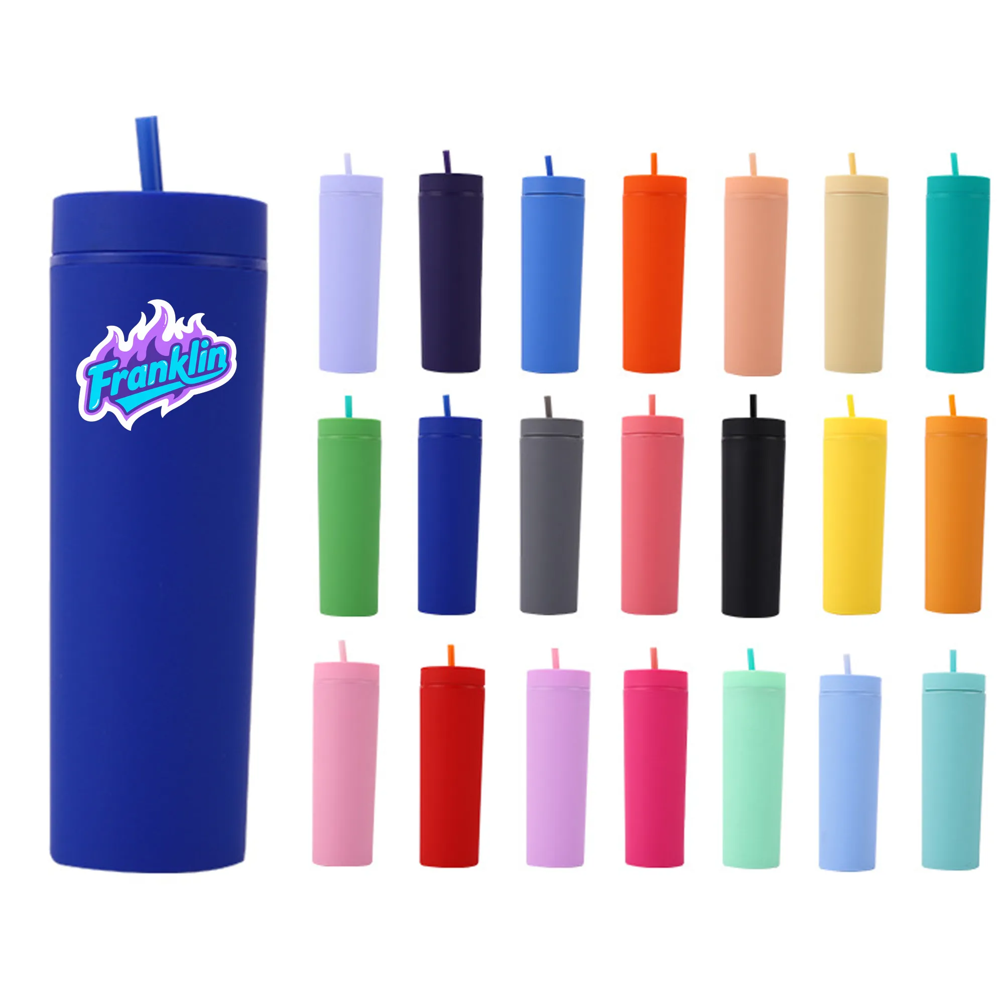 MOQ20 16oz Double Wall Straw Plastic Cup 2