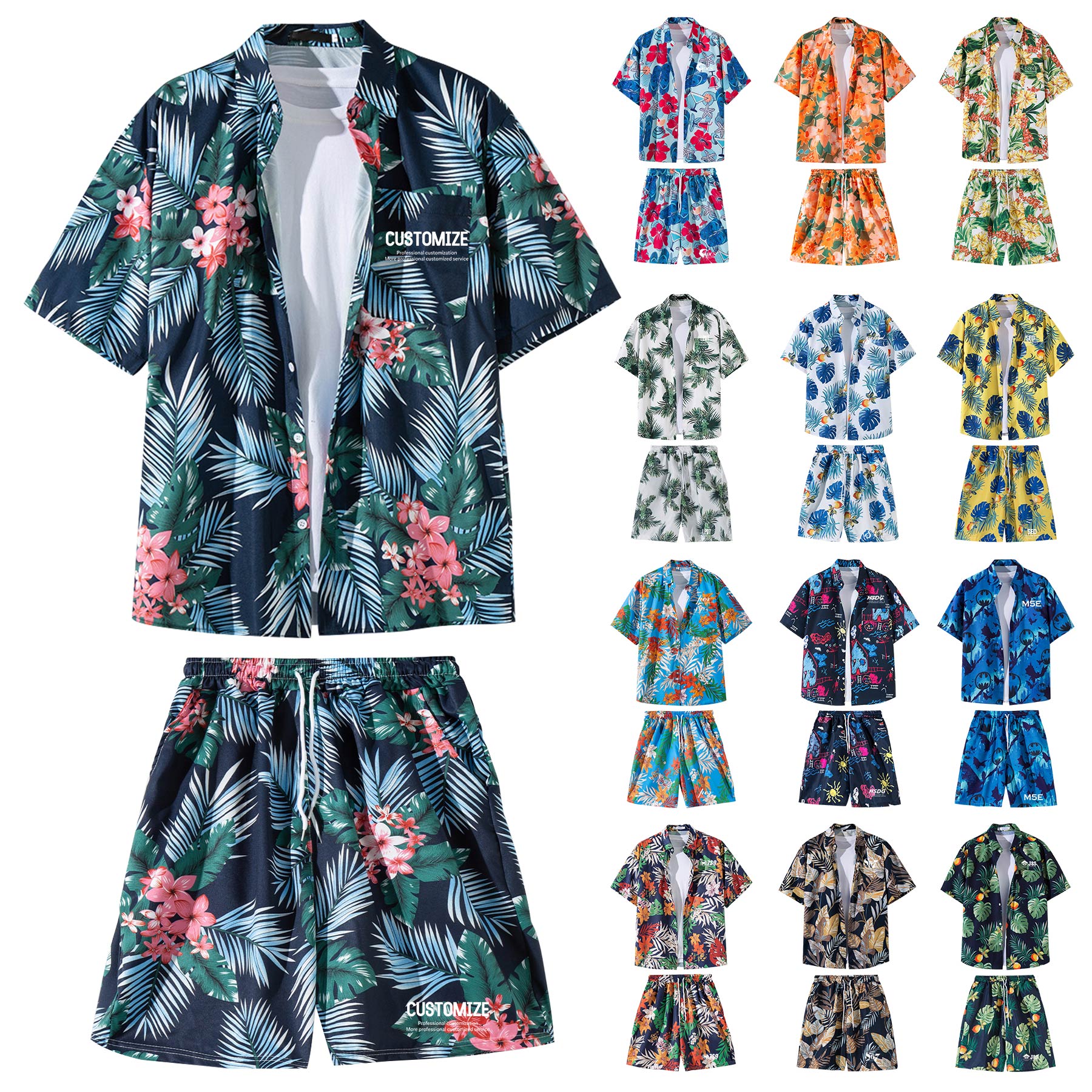 2 Pieces Hawaiian Shirts And Shorts Sets 11