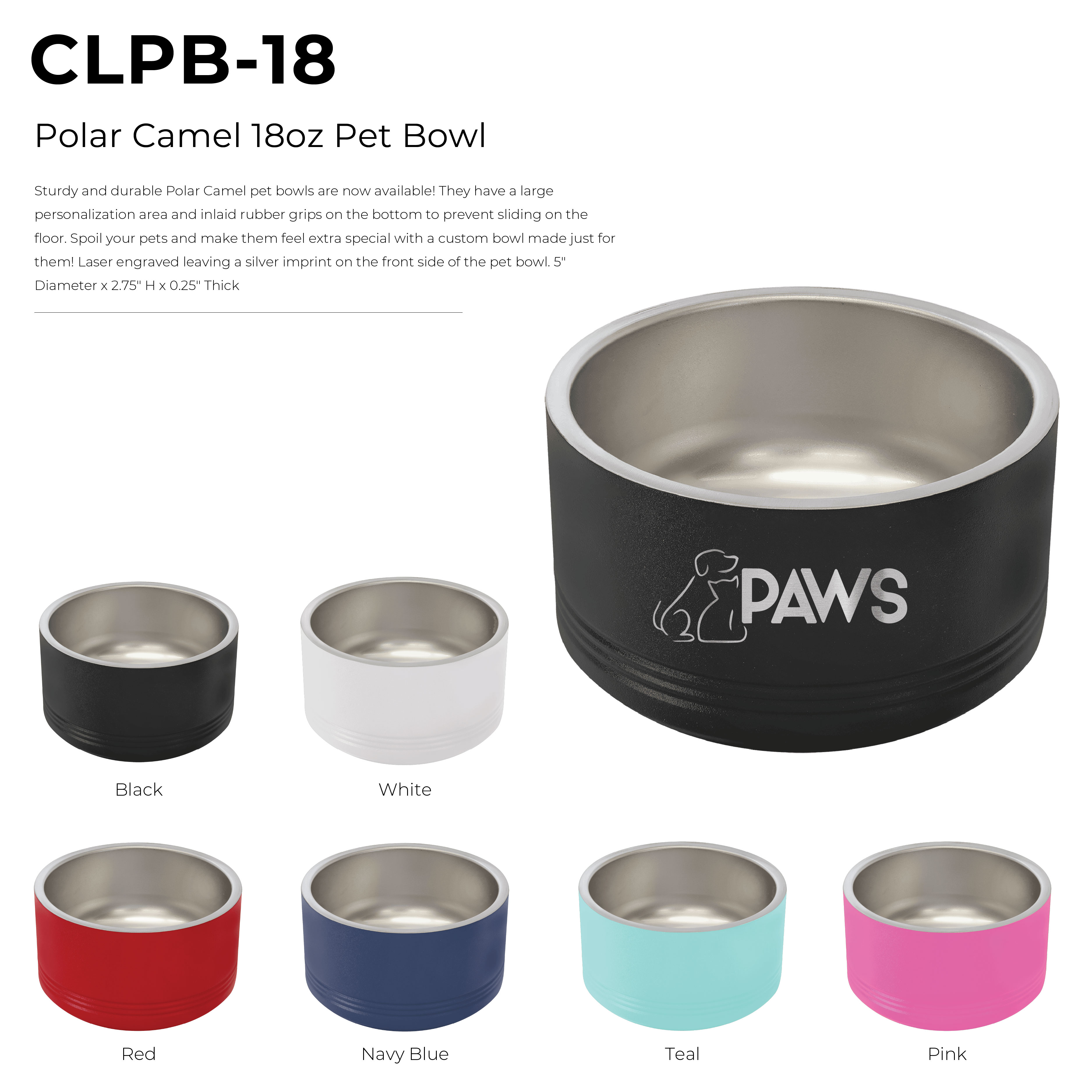 Polar Camel 18oz Pet Bowl 8