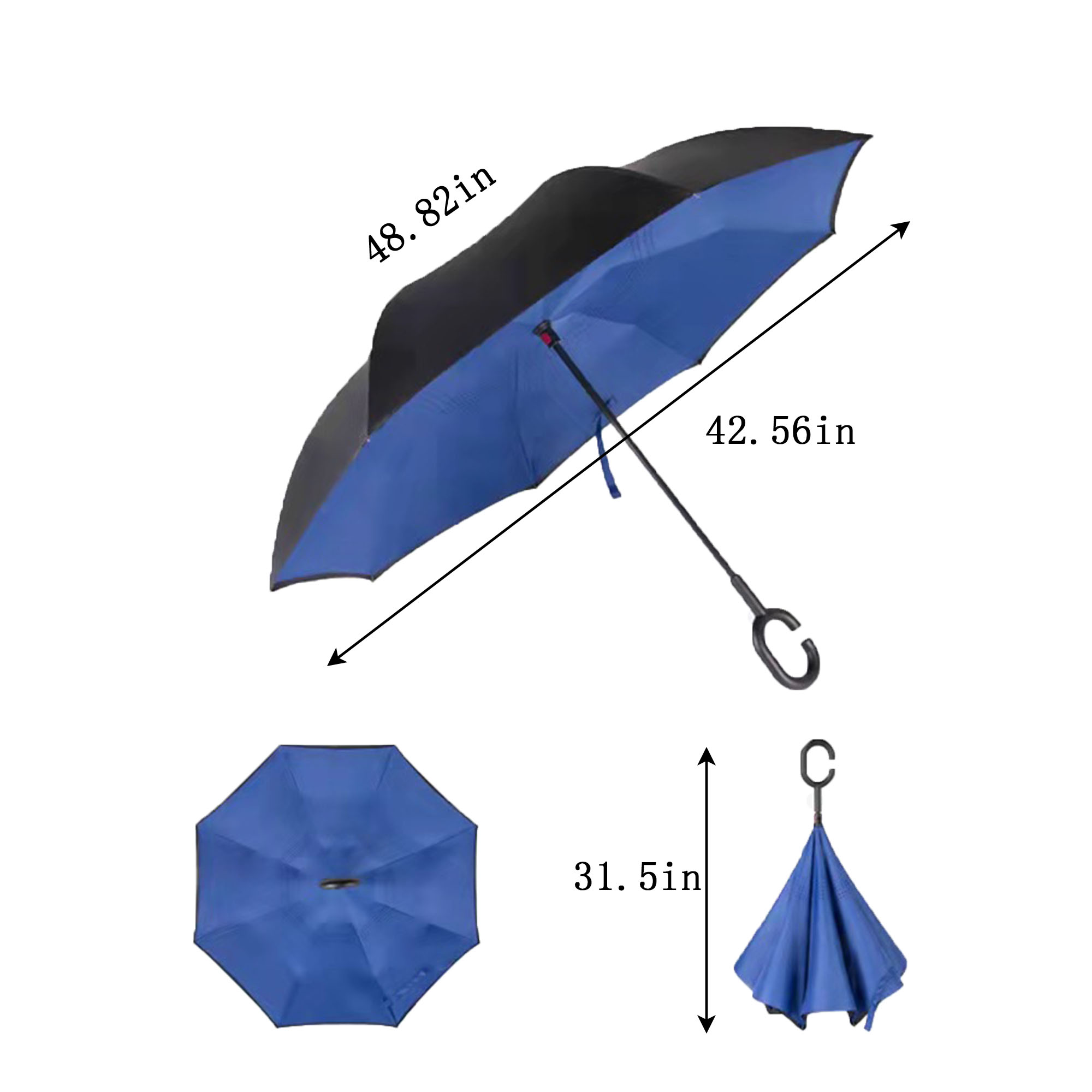 Reverse Folding Umbrella w/ C-Shaped Handle 3