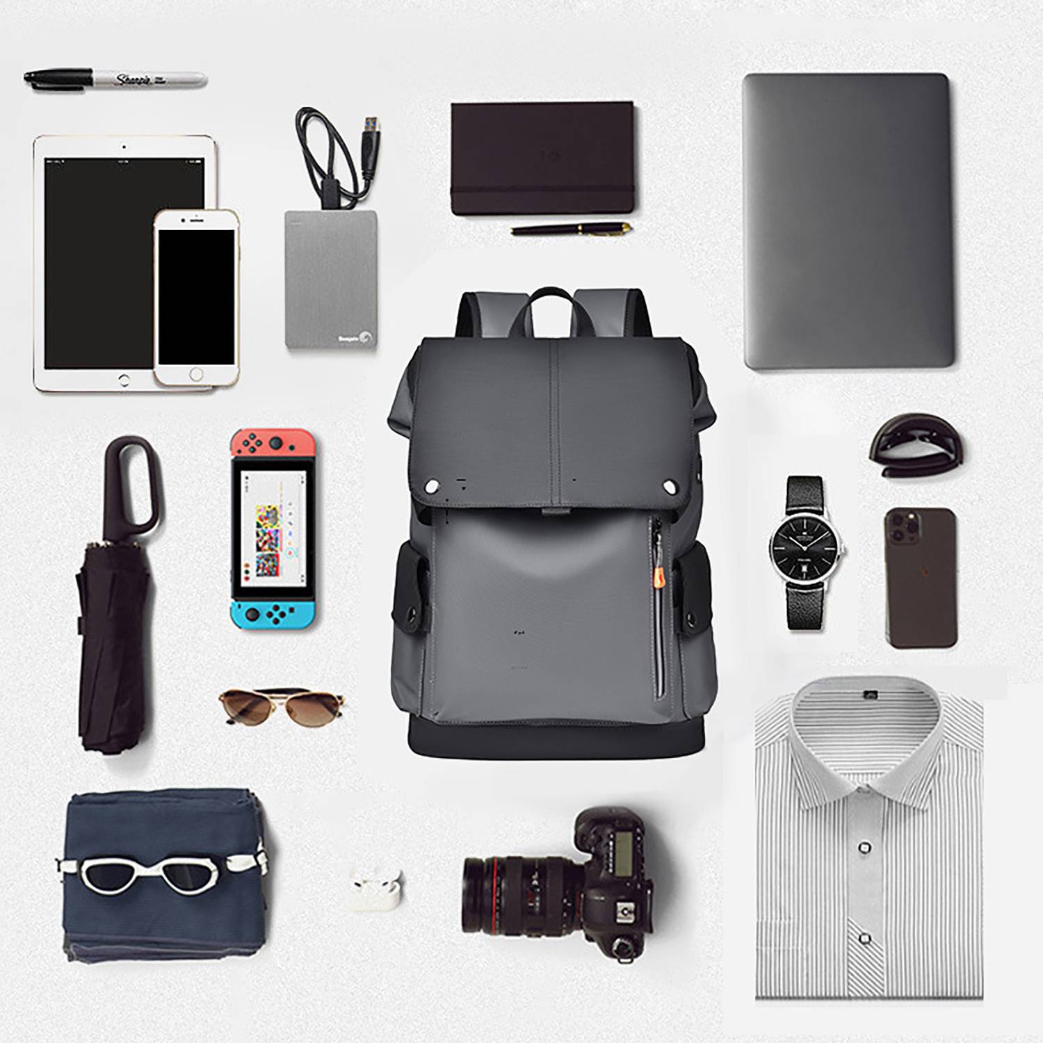 PU Leather Waterproof Business Backpack w/ USB Port 9