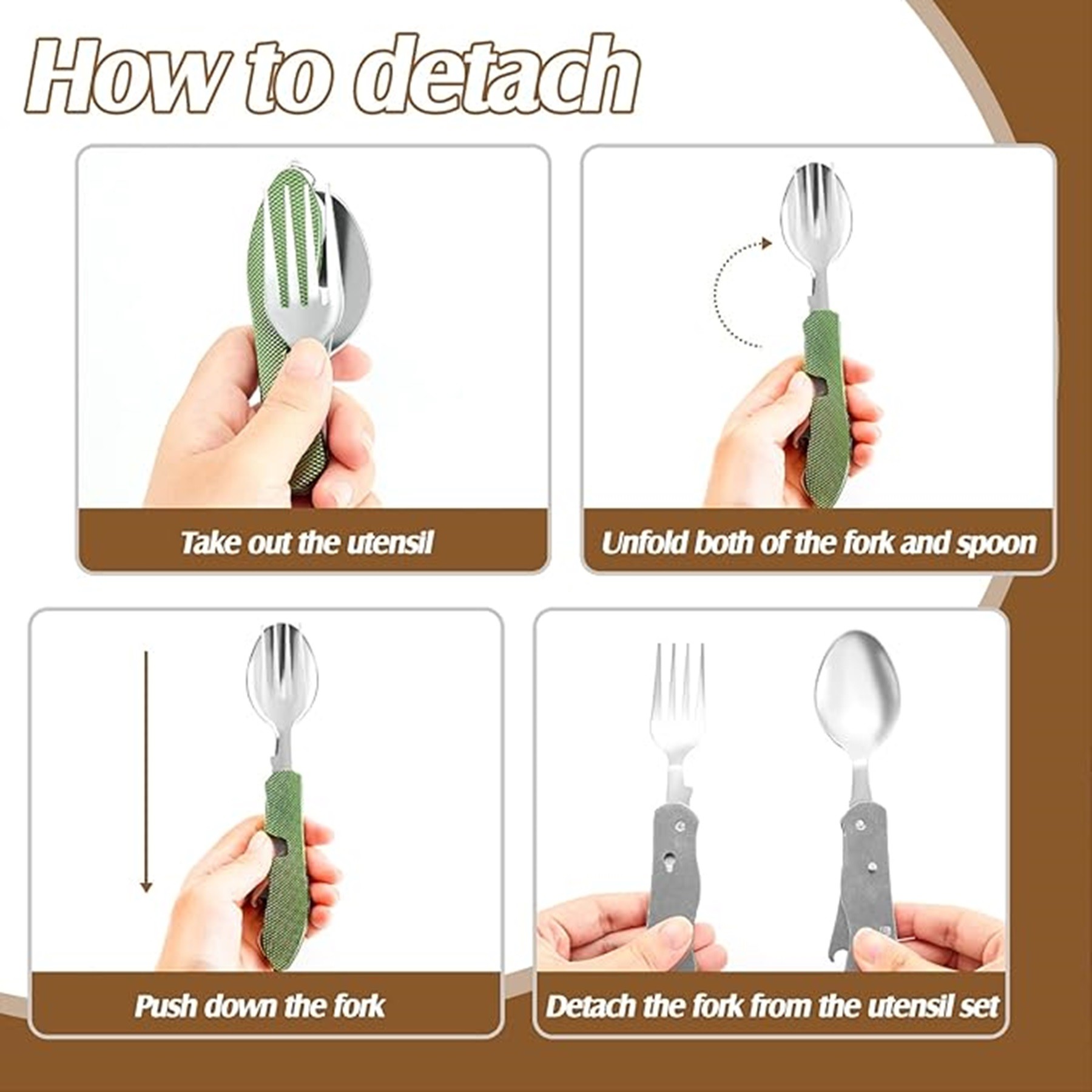 Multi-Functional Folding Cutlery Detachable Fork And Spoon 10