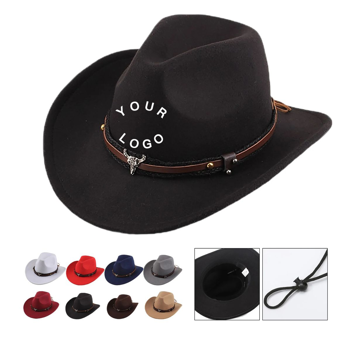 Western Style Cowboy Felt Hat with Classic Crown 3