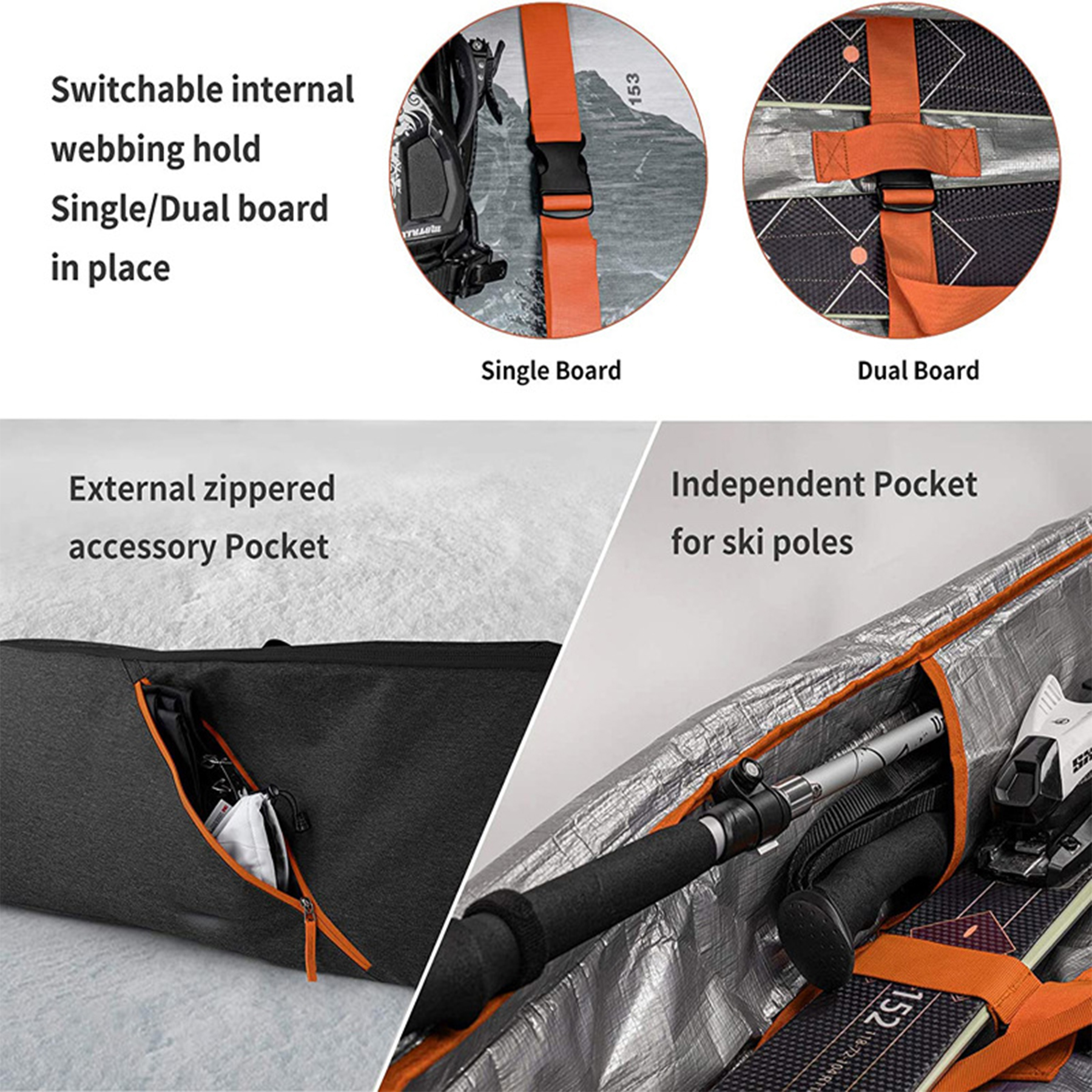 Oxford Adjustable telescopic single and snowboard bags 2