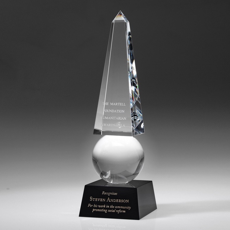 12" Crystal Award-Monumental Glaze Obelisk_D658CA