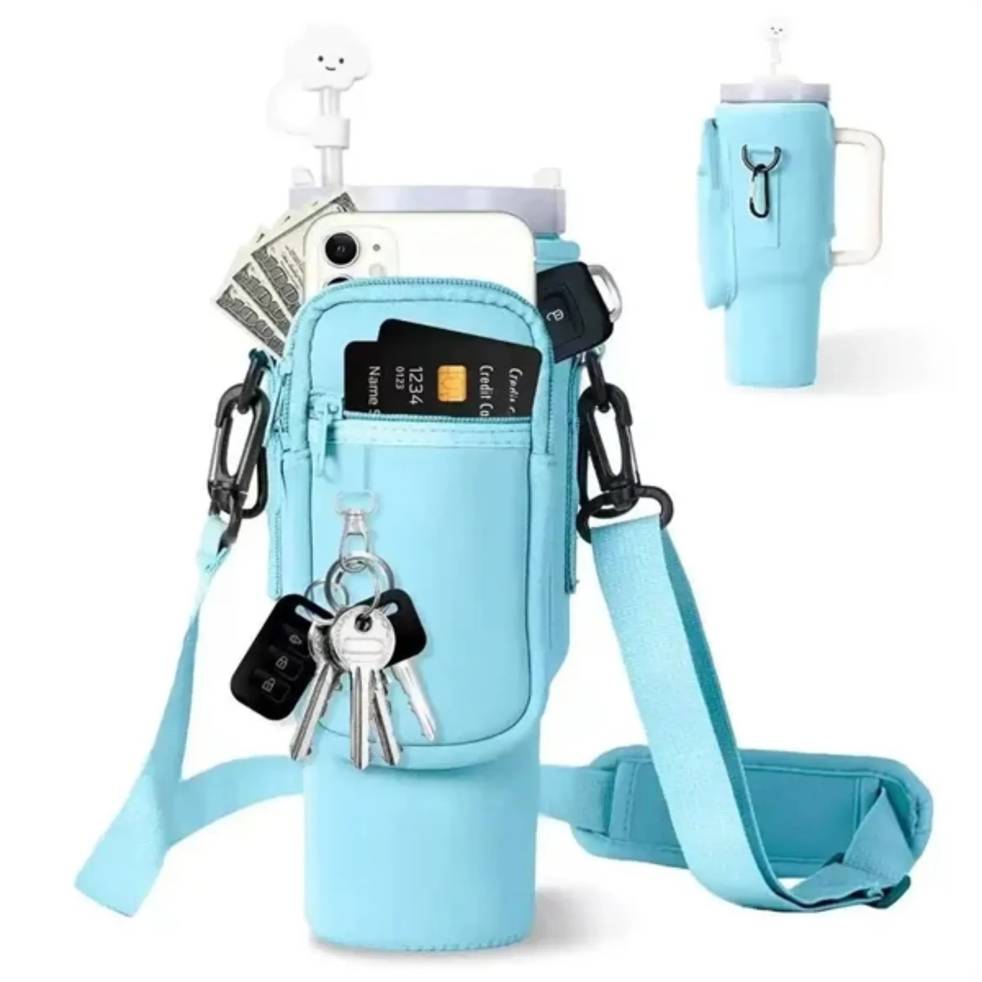 Neoprene Cup Sleeve With Strap And Pocket 6