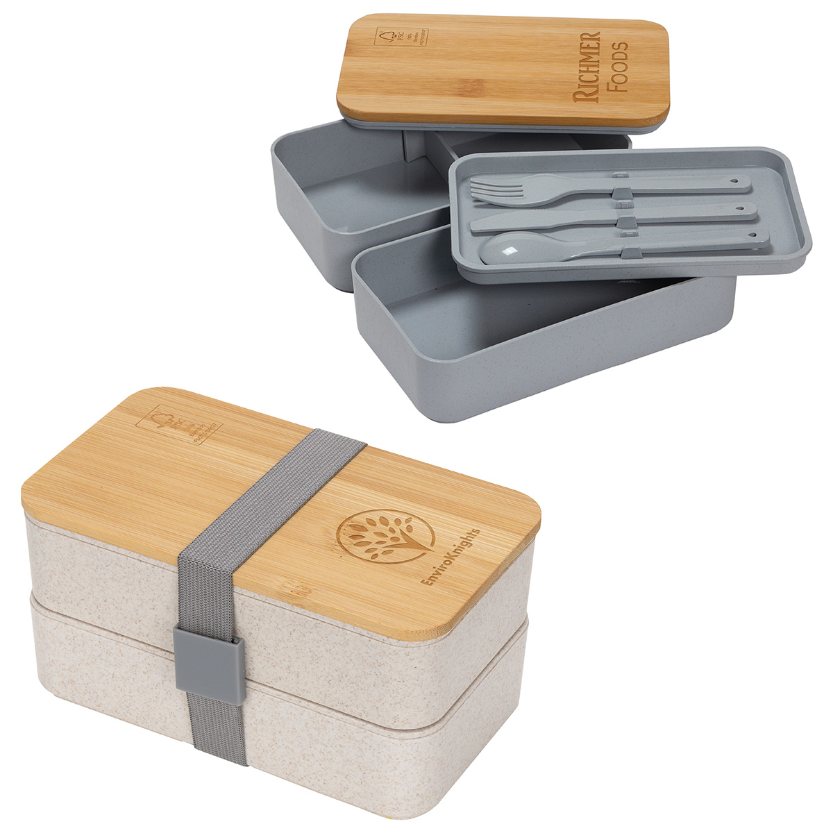 Double Decker Lunch Box with FSC® Bamboo Lid & Utensils 8