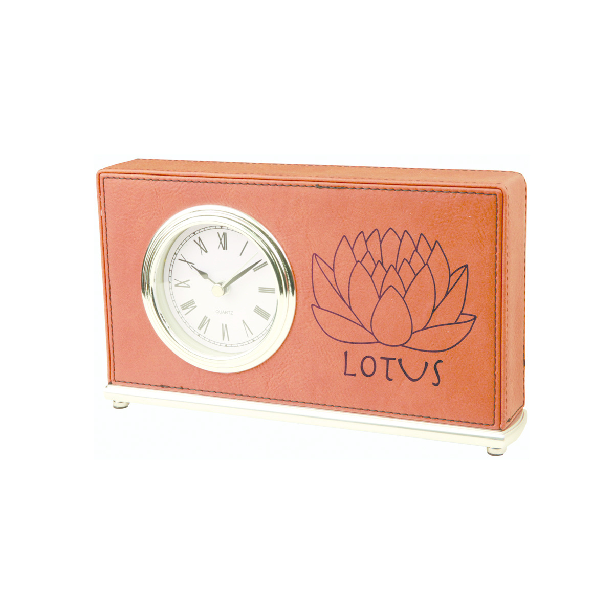 7" x 4" Rawhide Leatherette Horizontal Desk Clock