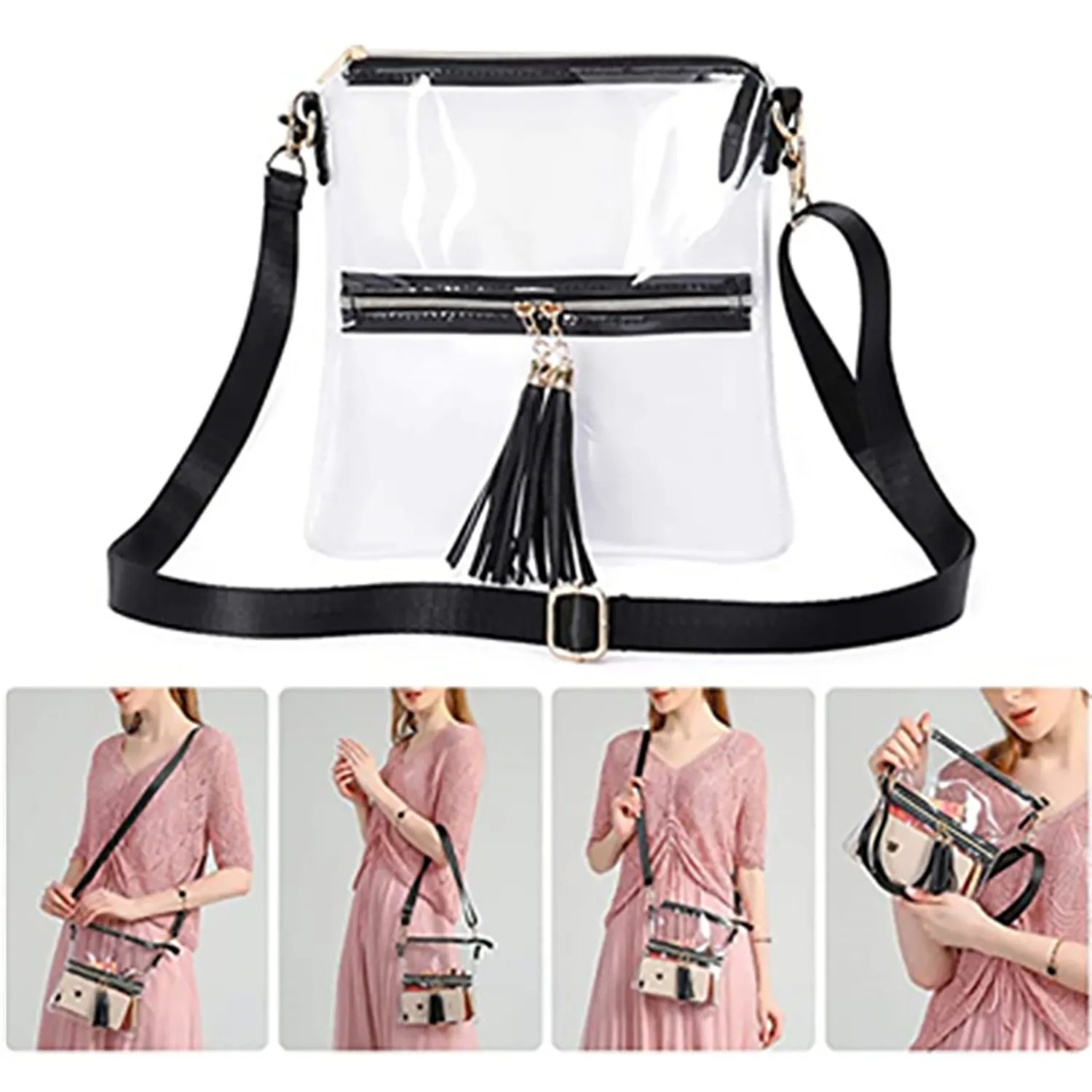 Clear Crossbody Purse with Tassel 4