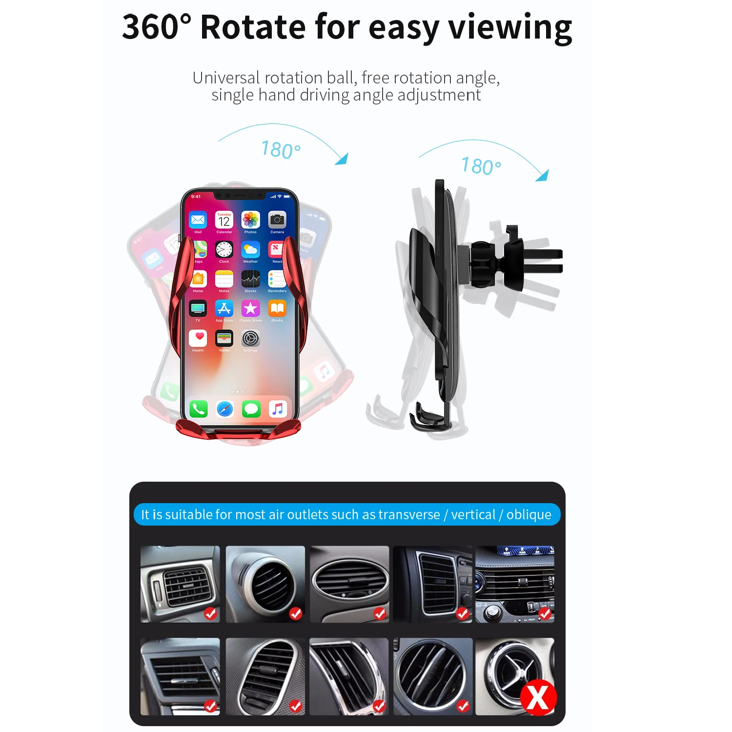 Rotatable and Auto Clamping Air Vent Car Phone Mount 7