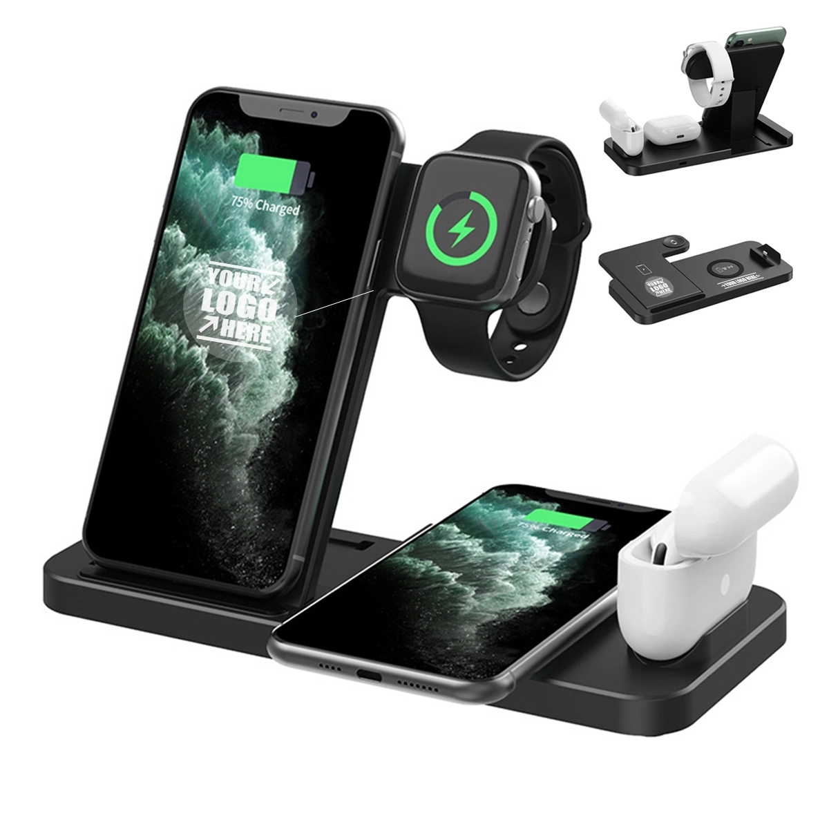 3 In 1 Custom Logo Foldable Wireless Charger 4