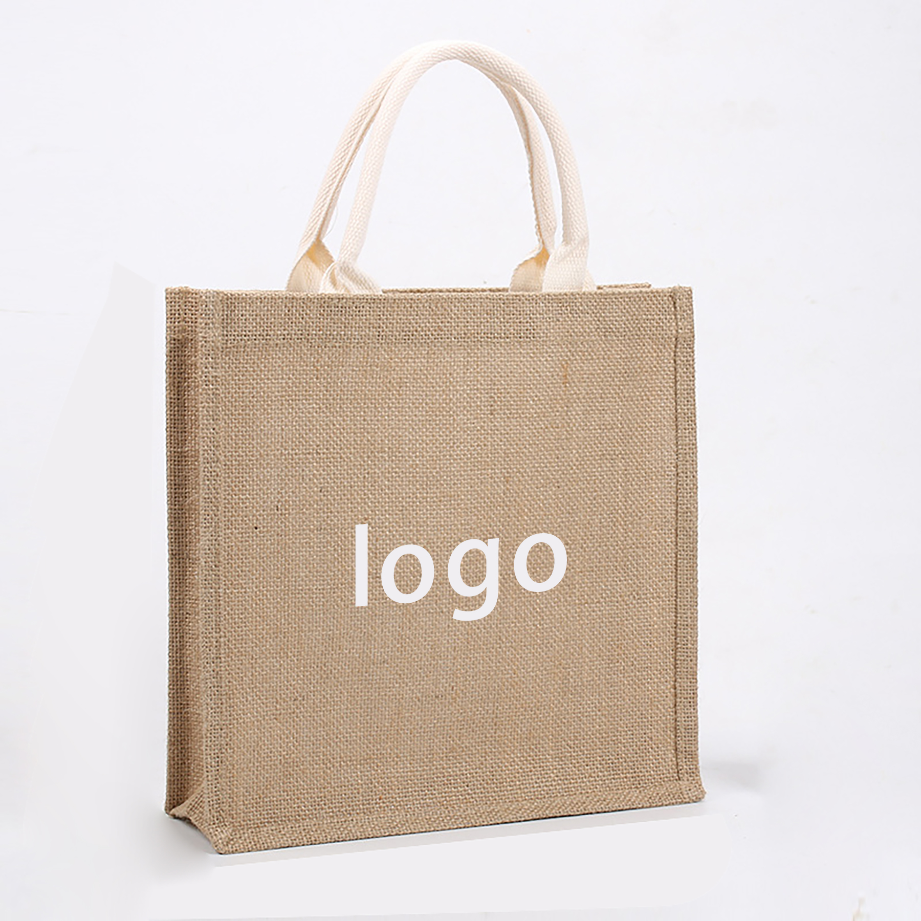 Jute Handbag With Bottom And Side, custom tote bag with logo imprint 2