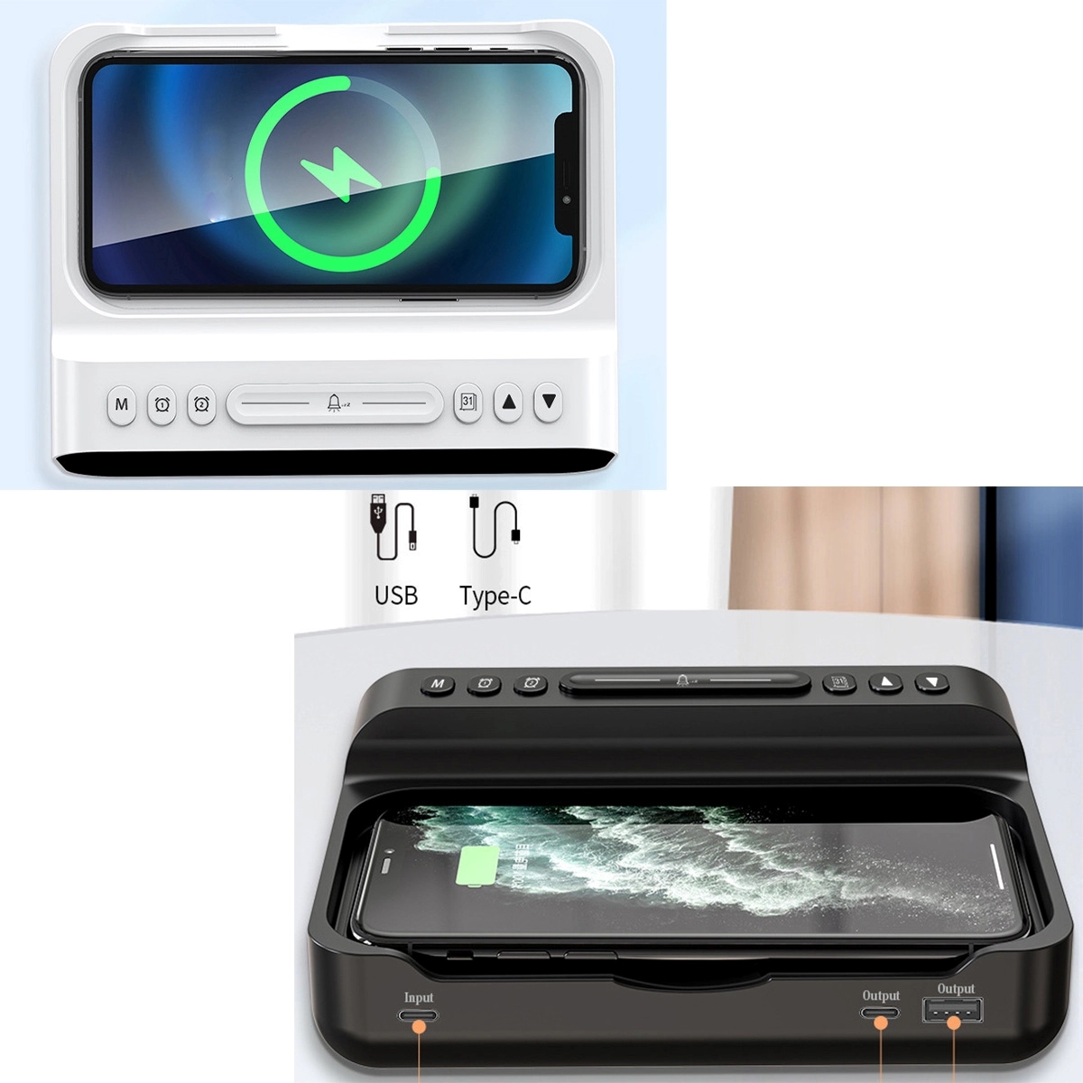 3 In 1 Fast Charging Station With Digital Alarm Clock 4