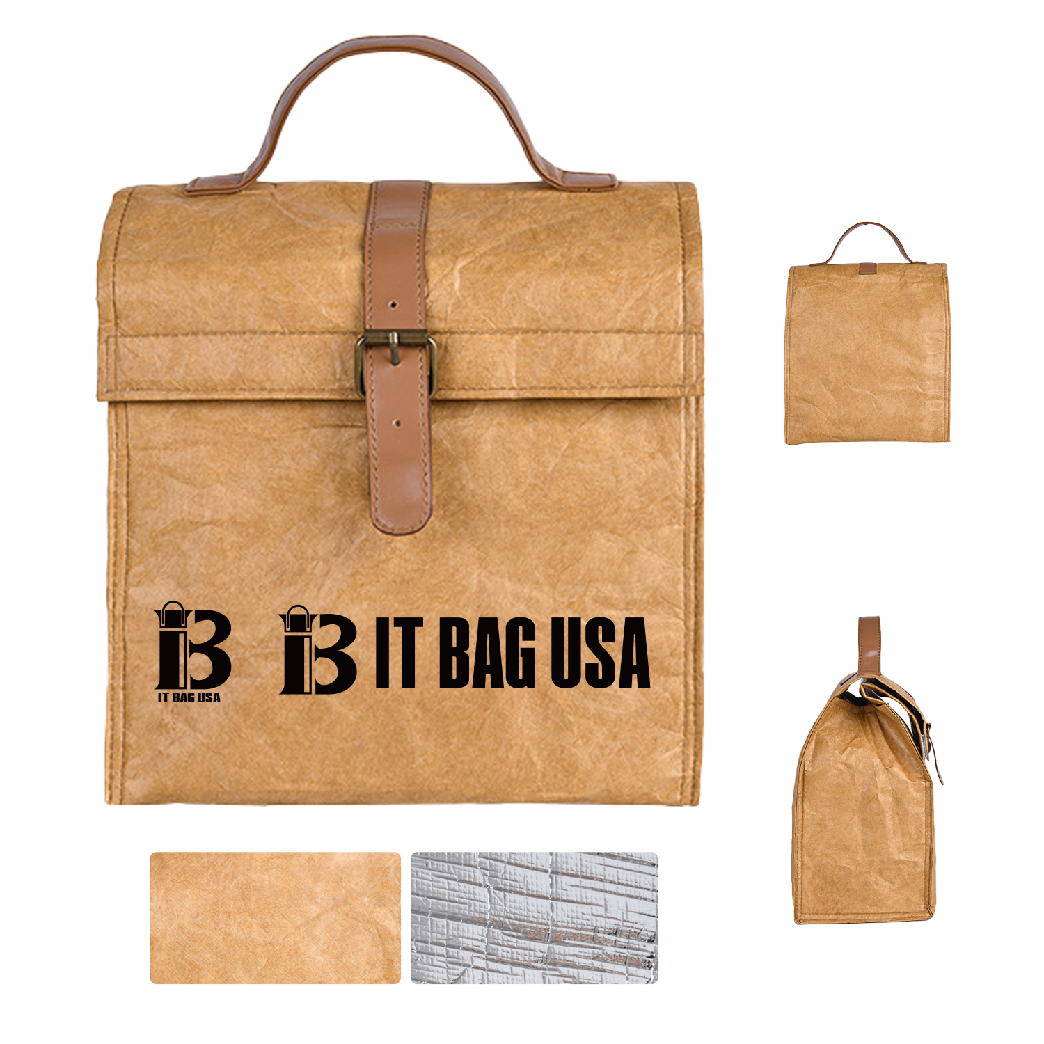 Insulated Lunch Bag Reusable Brown Paper 2