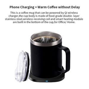 Stainless Steel Coffee Mug With Wireless Phone Charger 4