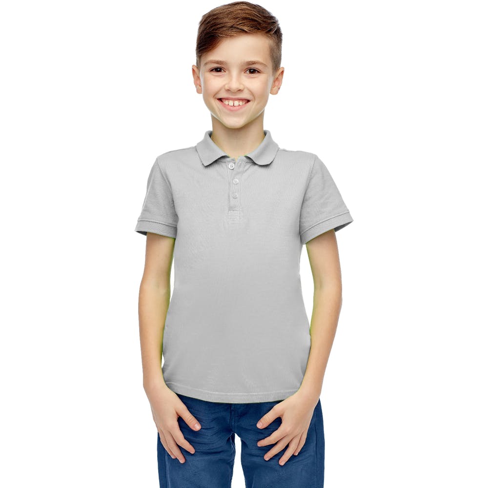 Boys' Uniform Polo Shirts - Heather Gray Short Sleeve Size 8 -14 2