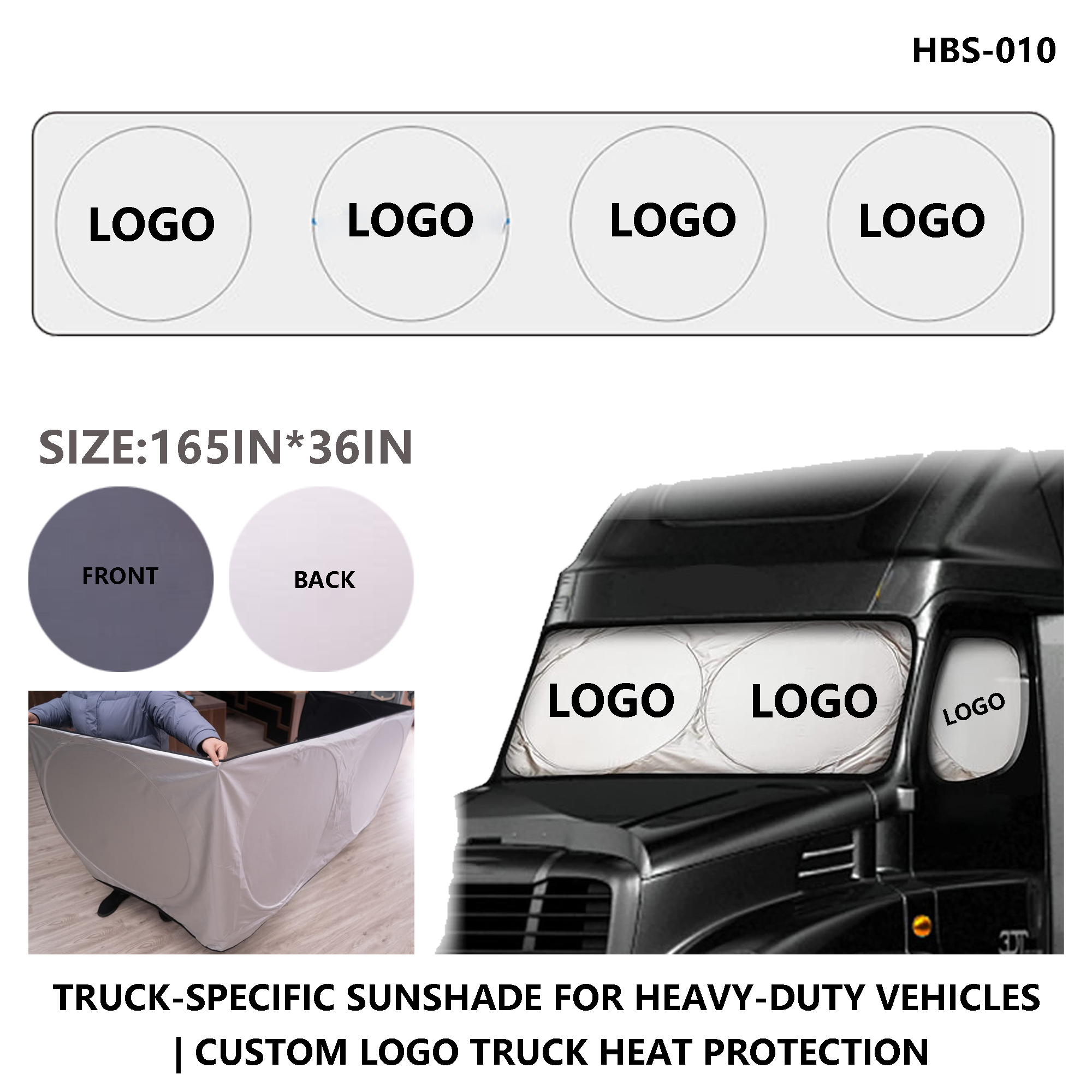 Truck Windshield Sunshade - Customizable Logo for Heat Protection 2