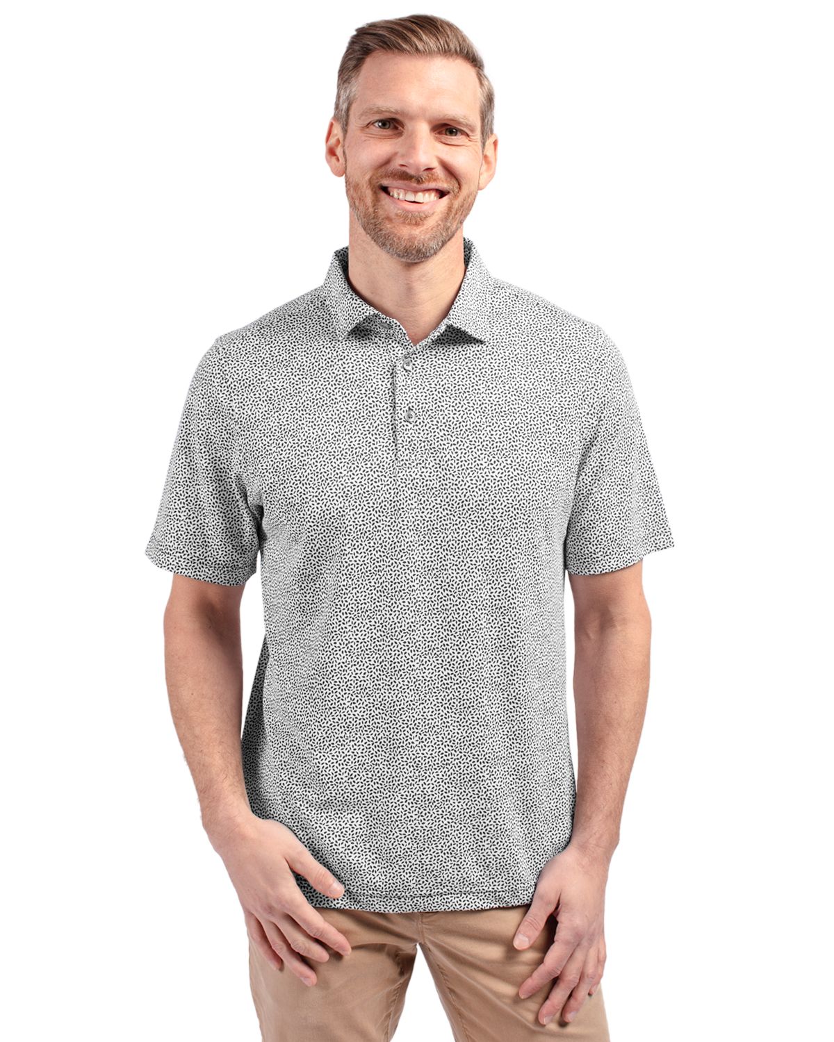 Cutter & Buck Virtue Recycled Botanical Print Featherlight Pique Mens  Polo 90
