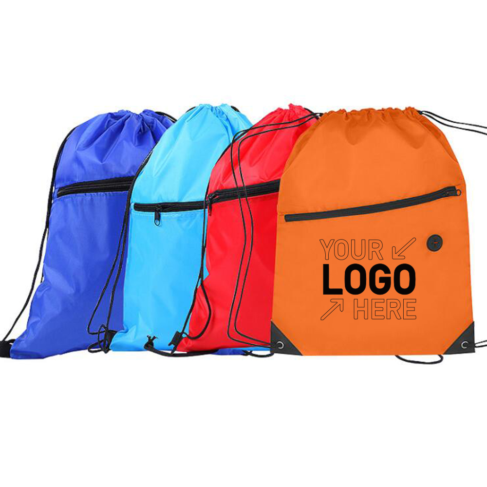 Drawstring Backpack with Front Zipper Pocket 2