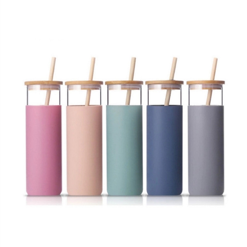 Custom 17 oz Glass Tumbler With Bamboo Lid And Straw 14