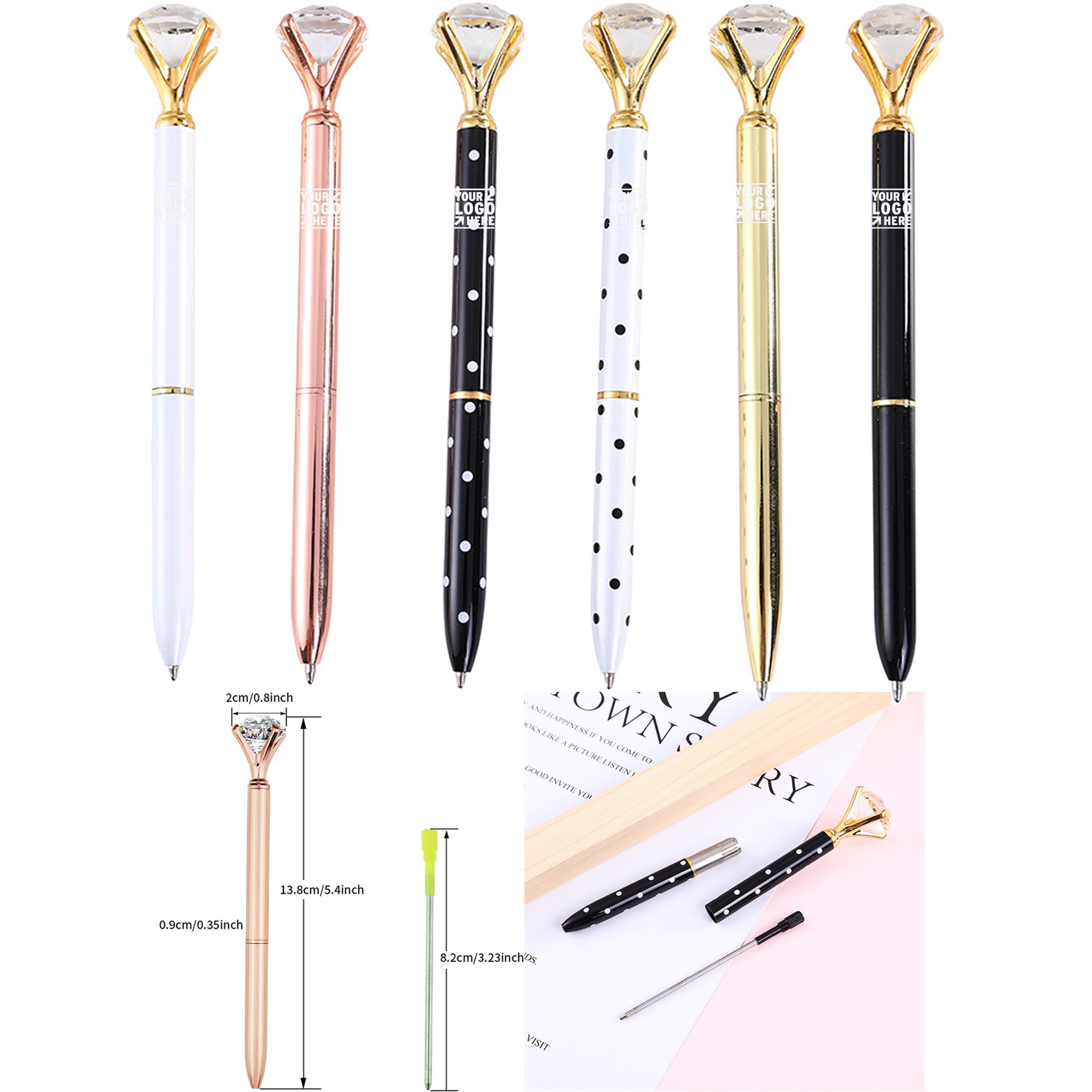 Rose Gold Pen with Big Crystal Diamond 2