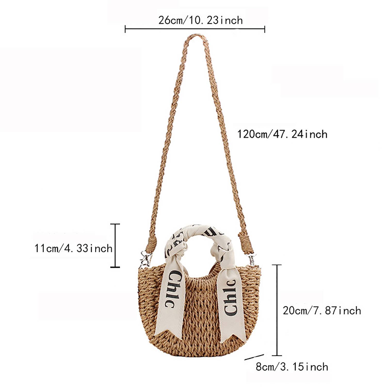 Women's Woven Handbag Crossbody W/ Ribbon 2